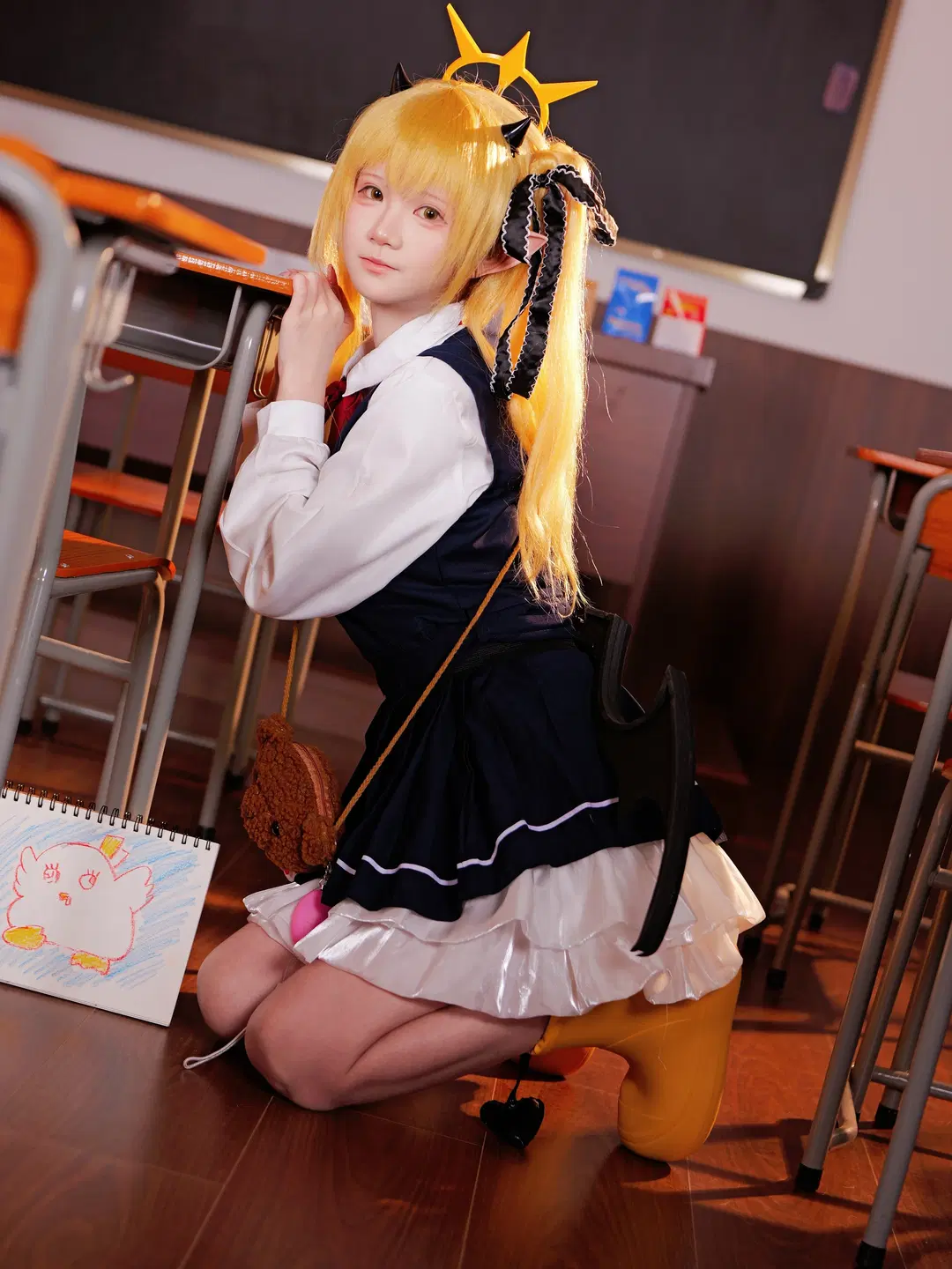 蔚蓝档案, 丹花伊吹cos, cosplay摄影, 布光教程, 教室棚拍