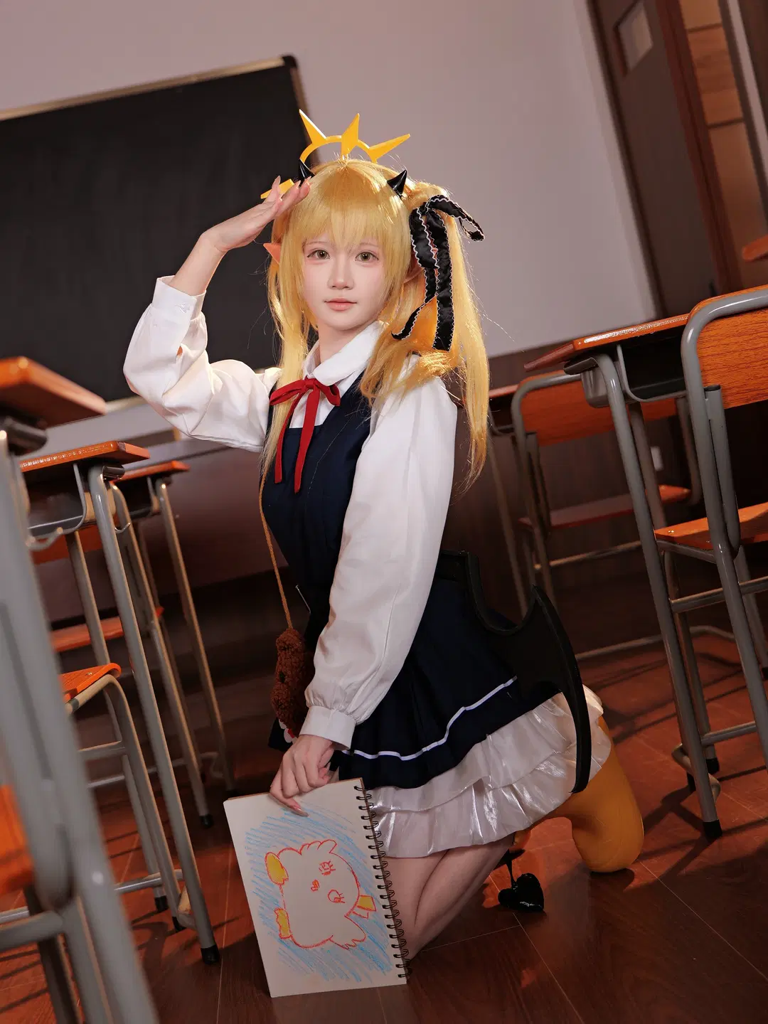 【丹花イブキ コスプレ】ブルーアーカイブ 教室スタジオ撮影、ライティングとポージングの調和 - 手可摘星辰 - 3枚目