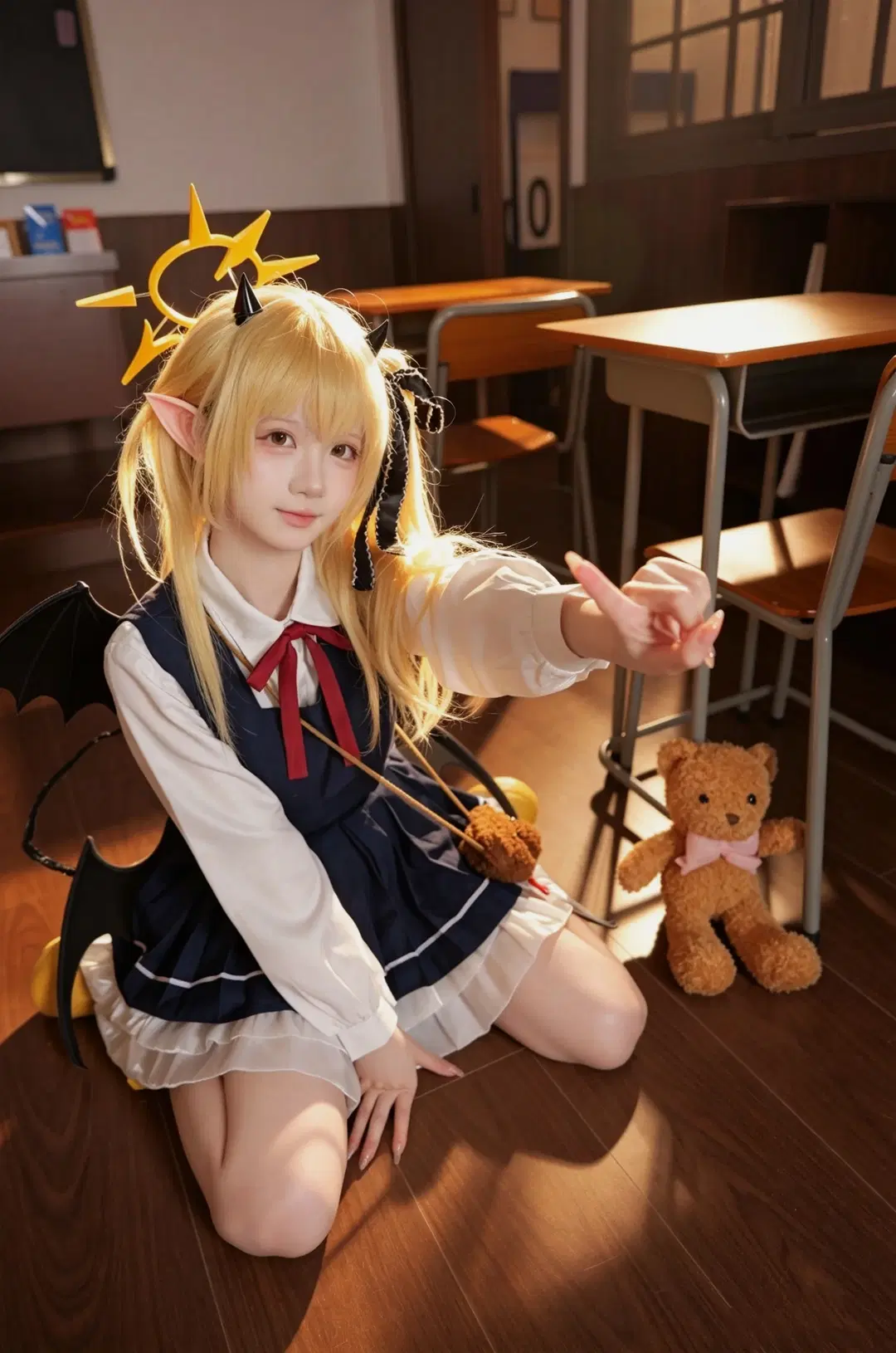【丹花イブキ コスプレ】ブルーアーカイブ 教室スタジオ撮影、ライティングとポージングの調和 - 手可摘星辰 - 7枚目