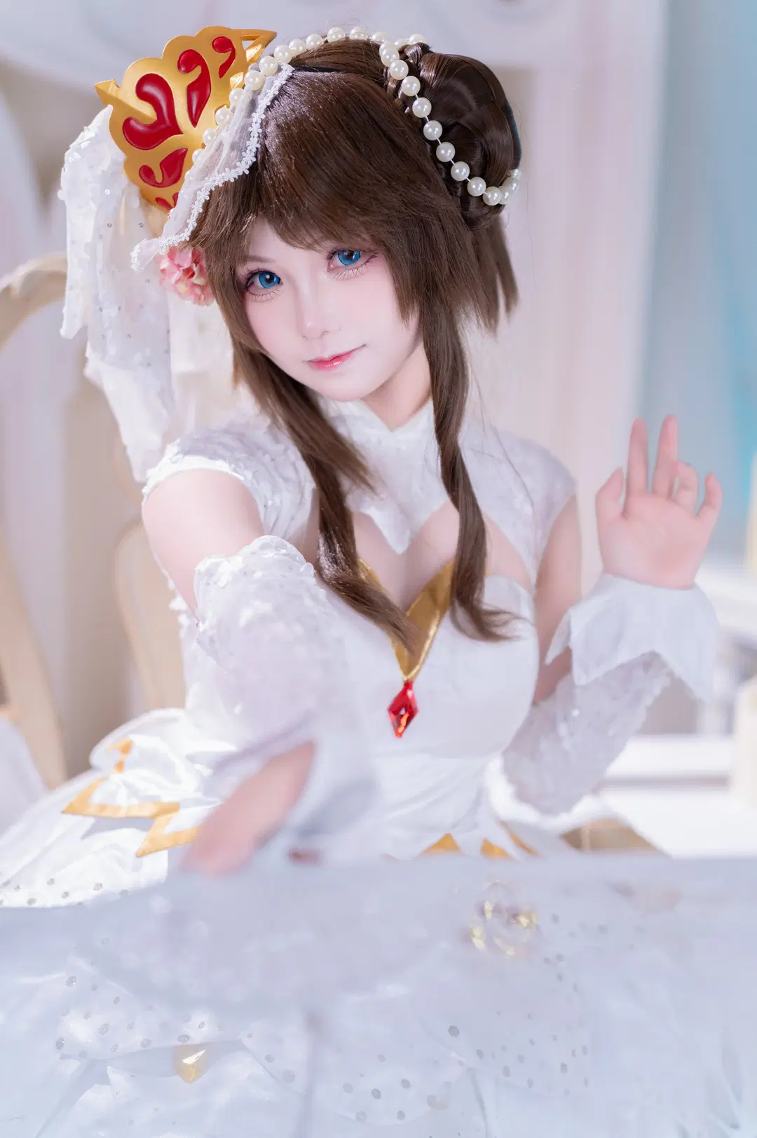 【小乔cos】王者荣耀纯白花嫁，恋爱与战斗都要一往无前 - 叽叽叽蓝 - 第6张