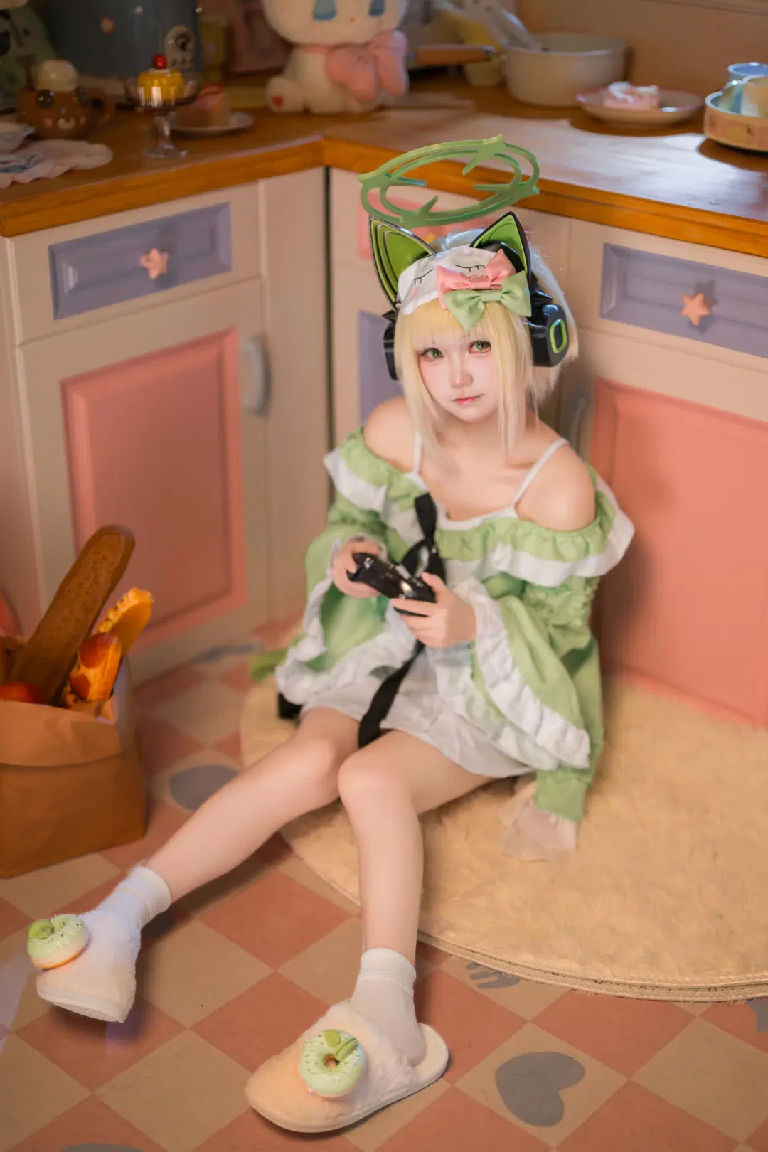 【才羽綠cos】蔚藍檔案遊戲開發部的電玩少女 - 叽叽叽蓝 - 第2張