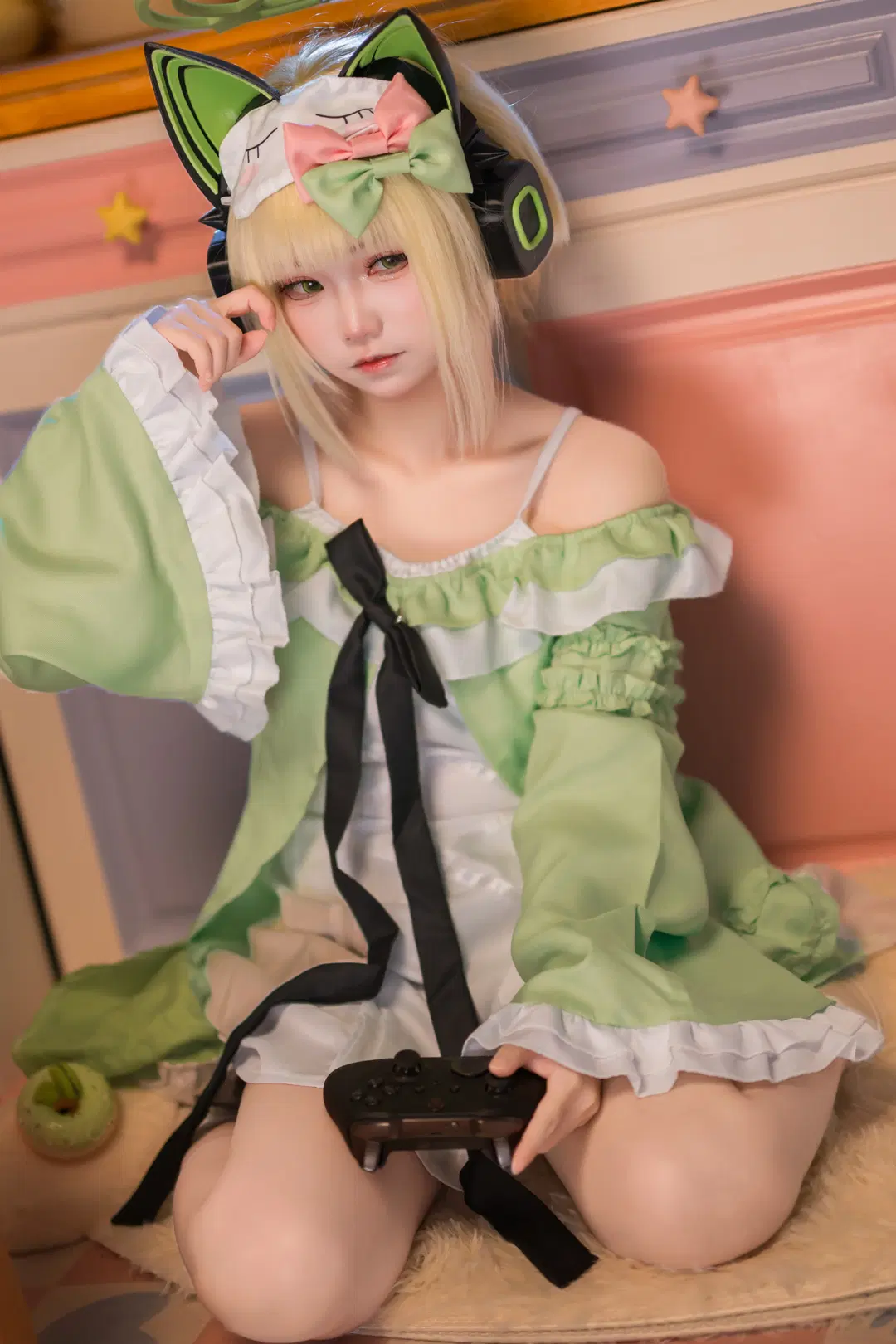 【才羽綠cos】蔚藍檔案遊戲開發部的電玩少女 - 叽叽叽蓝 - 第4張