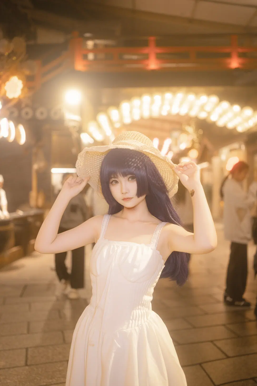 【五更琉璃cos】我的妹妹不可能那麼可愛 廟會夜景的小白裙黑貓 - 叽叽叽蓝 - 第4張