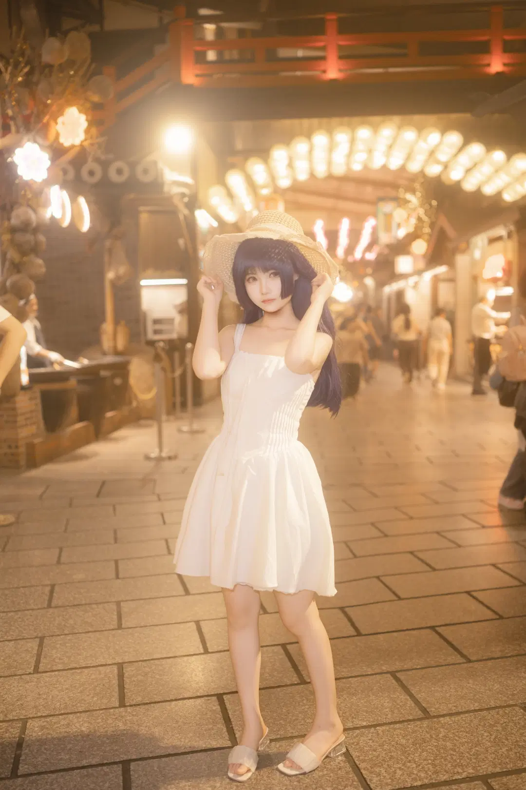 【五更琉璃cos】我的妹妹不可能那麼可愛 廟會夜景的小白裙黑貓 - 叽叽叽蓝 - 第5張
