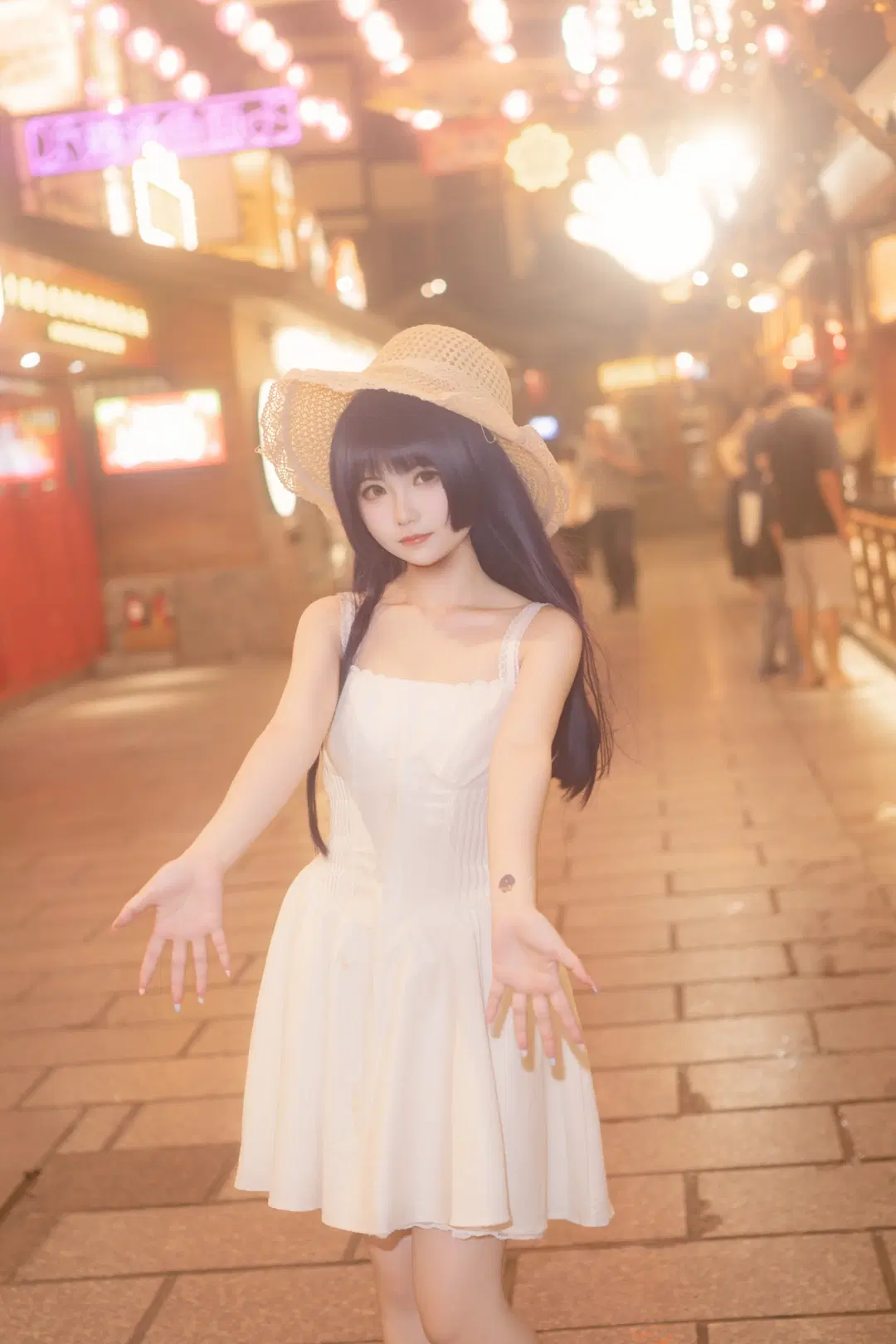 【五更琉璃cos】我的妹妹不可能那麼可愛 廟會夜景的小白裙黑貓 - 叽叽叽蓝 - 第6張