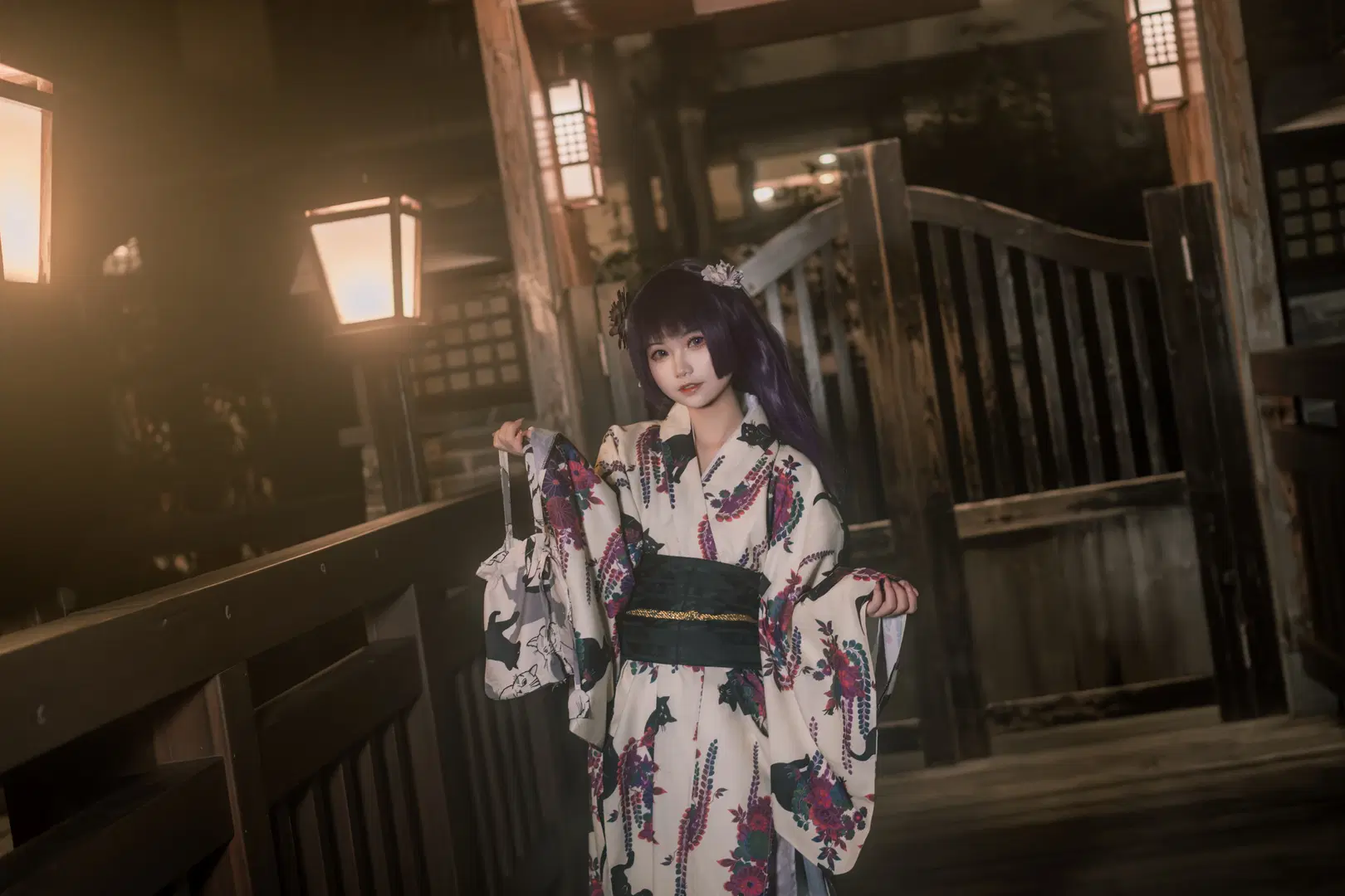 【五更琉璃cos】我的妹妹不可能那么可爱 和风黑猫和服夜拍 - 叽叽叽蓝 - 第4张