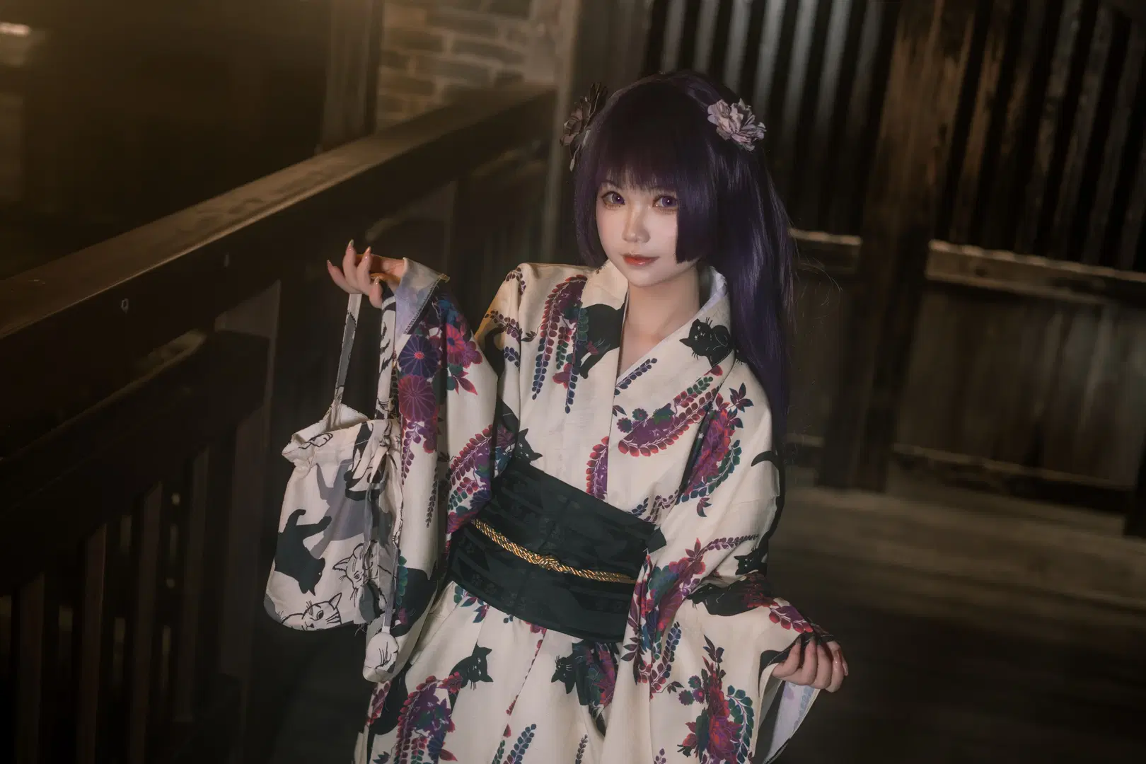 【五更琉璃cos】我的妹妹不可能那么可爱 和风黑猫和服夜拍 - 叽叽叽蓝 - 第5张