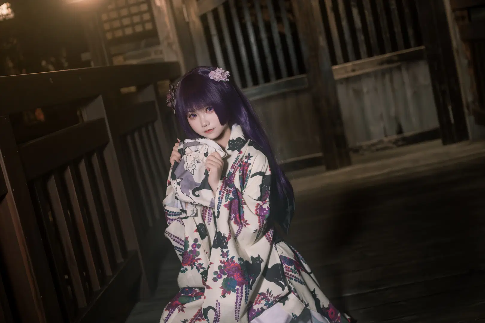 【五更琉璃cos】我的妹妹不可能那么可爱 和风黑猫和服夜拍 - 叽叽叽蓝 - 第6张