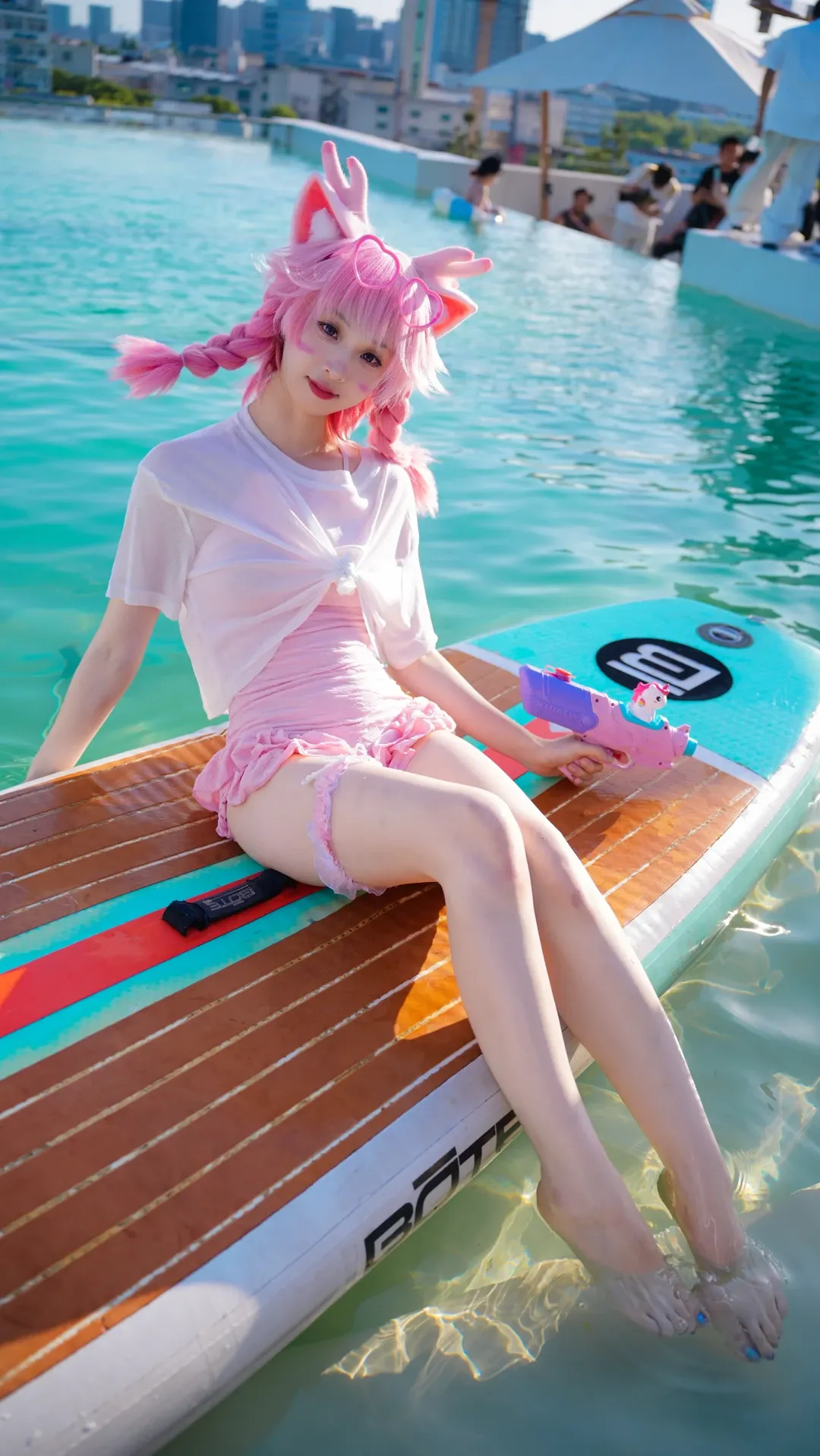 王者荣耀, 瑶妹cos, 二次元写真, 夏日水边, 粉色系cos - 第2张