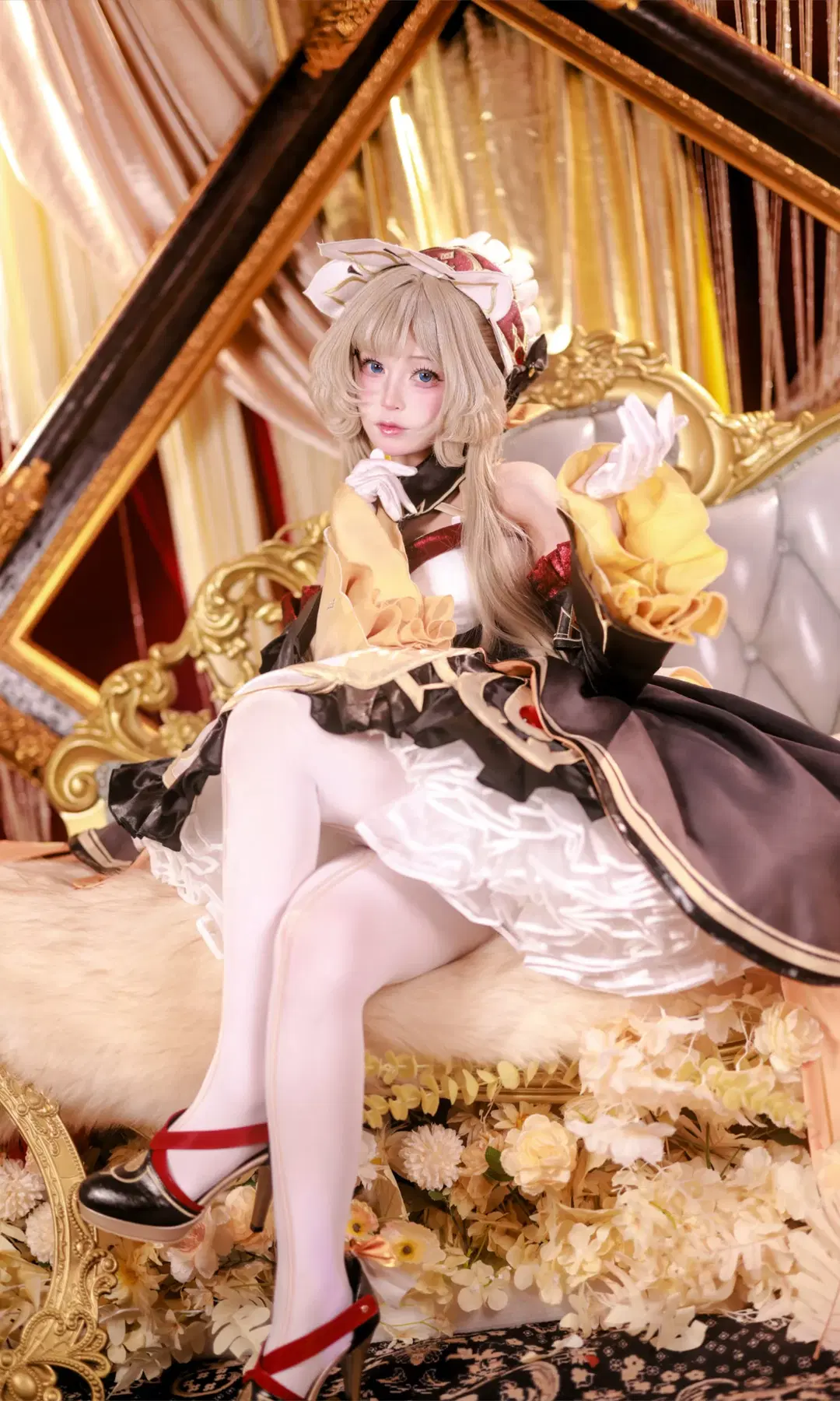 Sandrone Cosplay, Genshin Impact, Vintage dress, White tights cosplay, Marionette costume