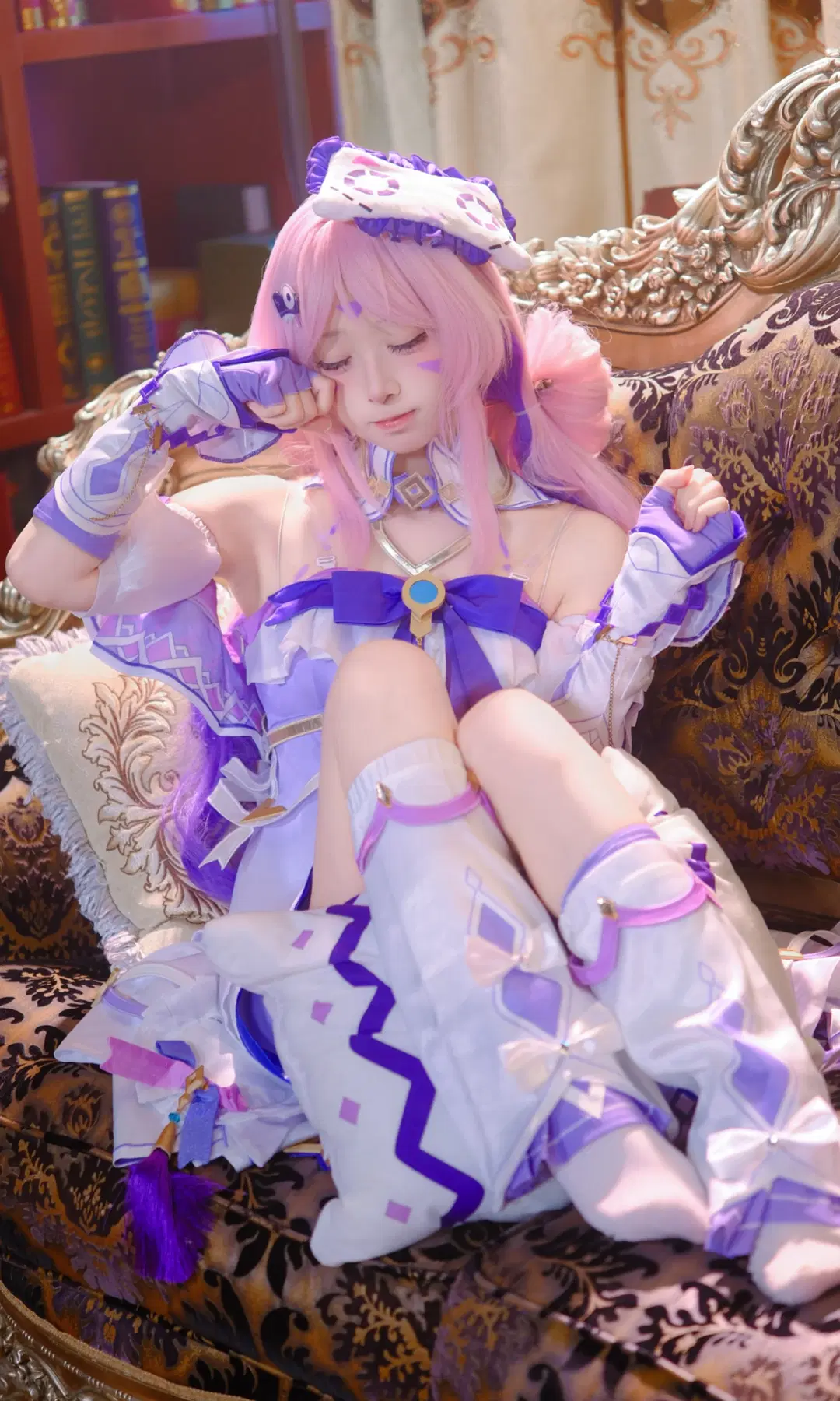 原神, 茜特菈莉cos, 白丝, 粉发cos, 魔法少女风