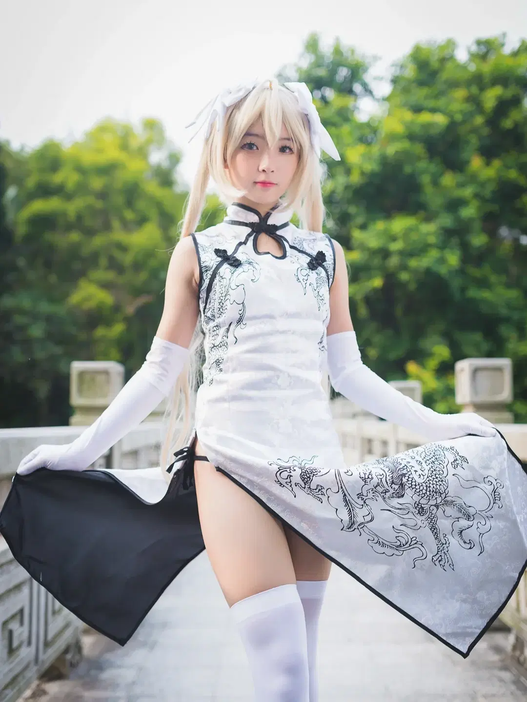 春日野穹cos, 白丝, 外景摄影, 旗袍cosplay, 深圳约拍