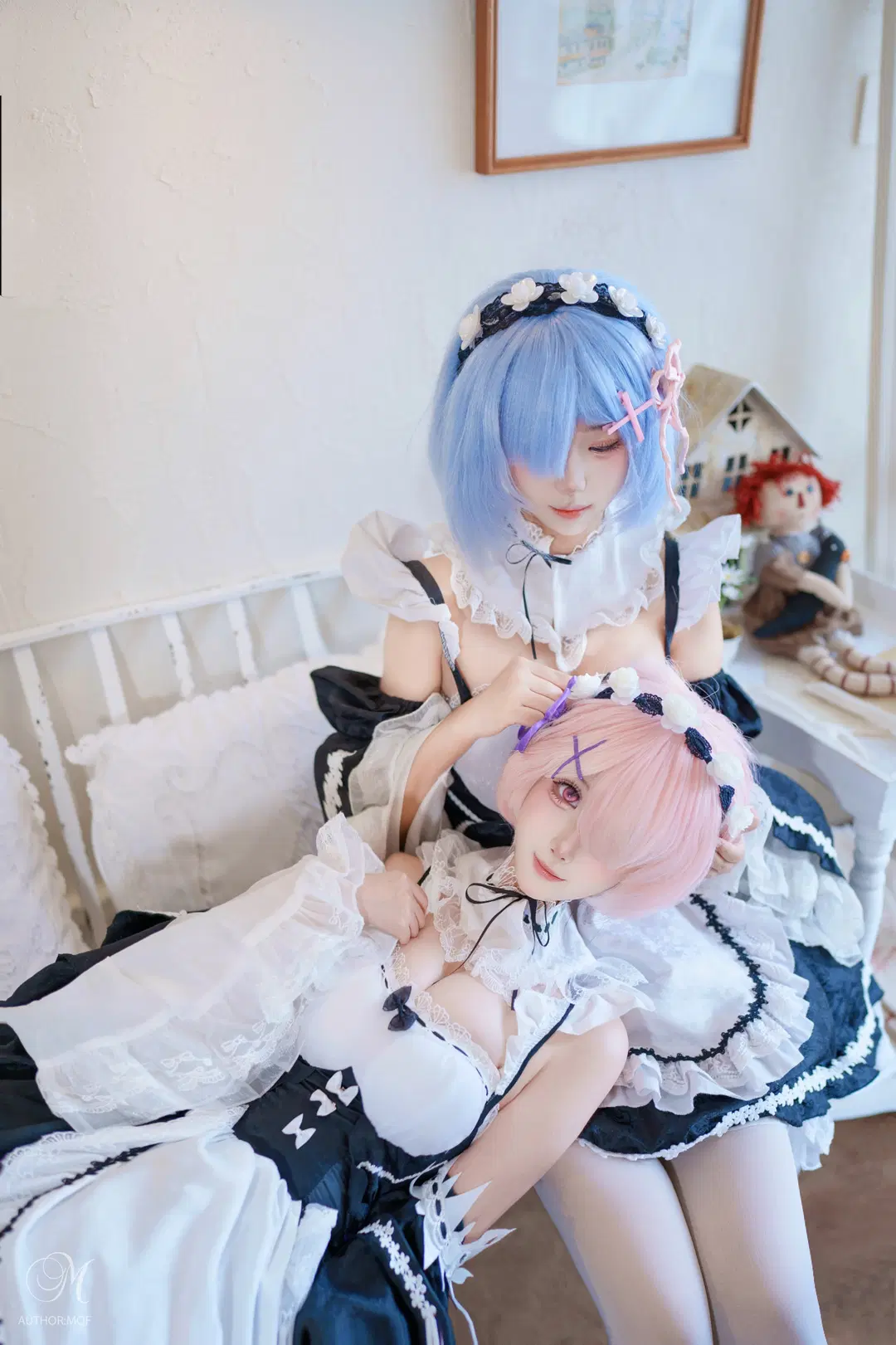 双人cos, 白丝, 拉姆蕾姆cos, 女仆cos, Re0从零开始的异世界生活