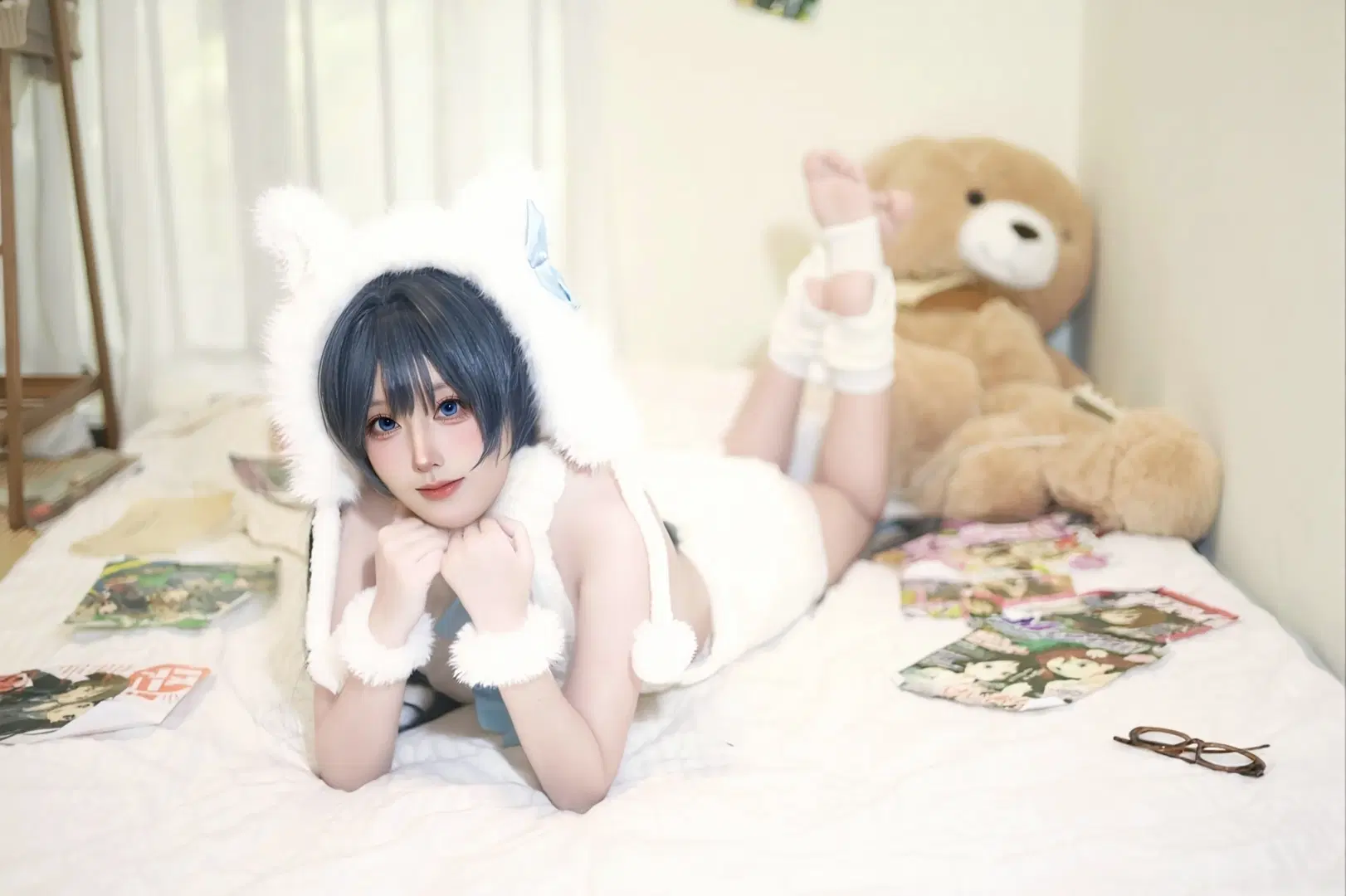 蔚蓝档案, 龙华妃咲cos, 猫耳cos, 居家写真, 白袜