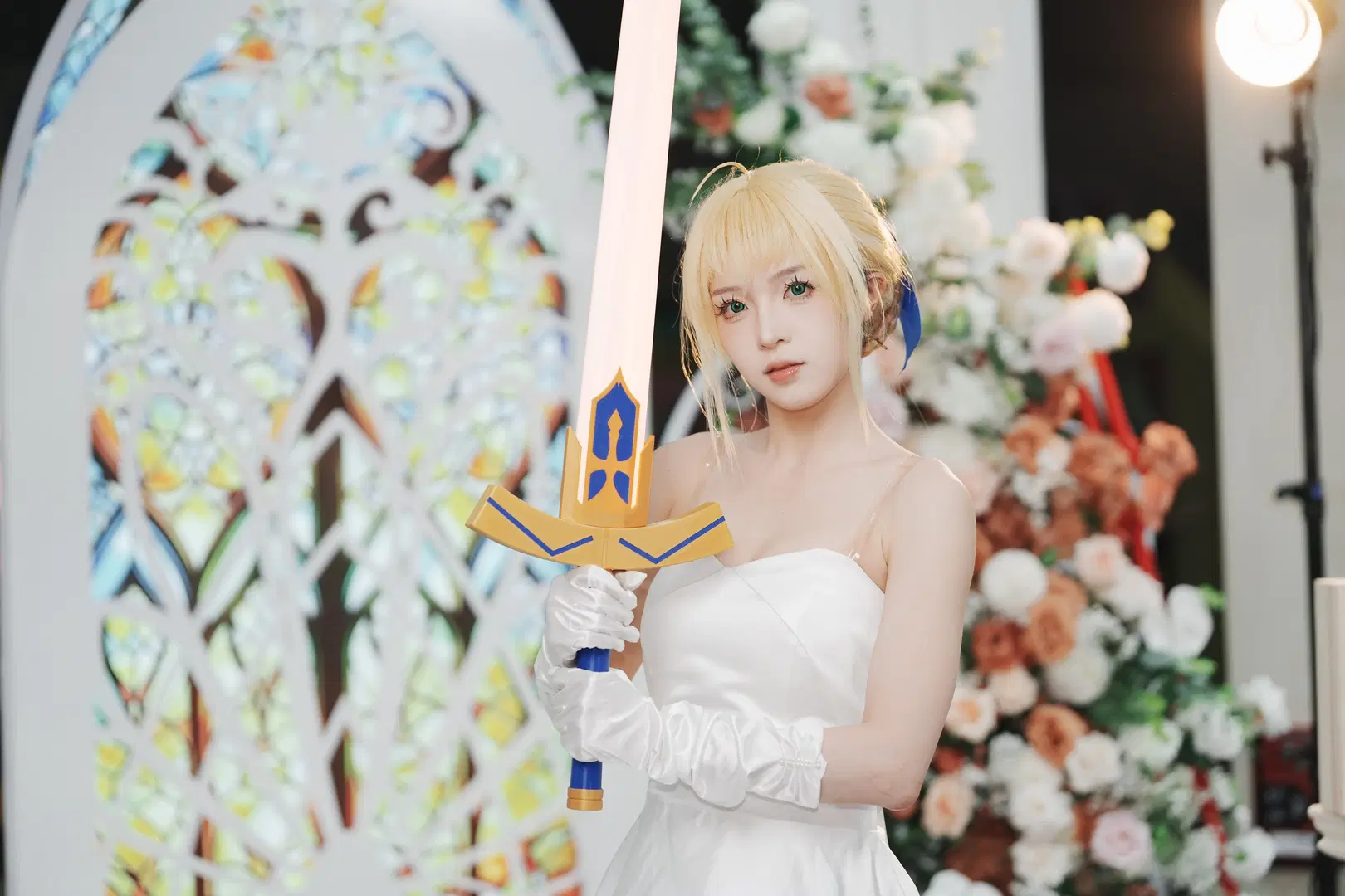 白裙cos, BW漫展, 原图直出, SABER cos, 佳能M5