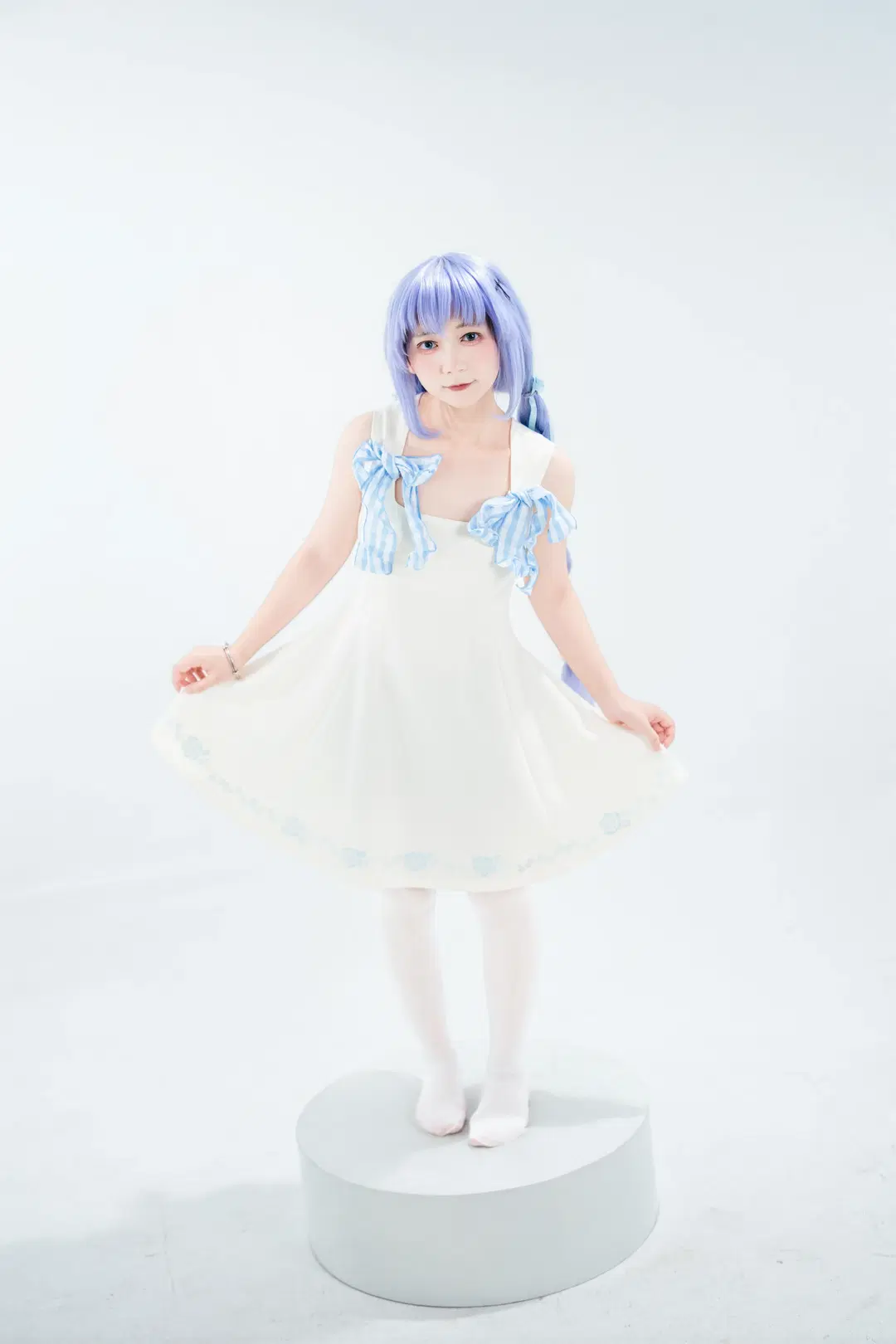 【智乃コスプレ】ご注文はうさぎですか？ 白ワンピース フィギュア風スタジオ撮影記録 - 喵蛋poi - 2枚目