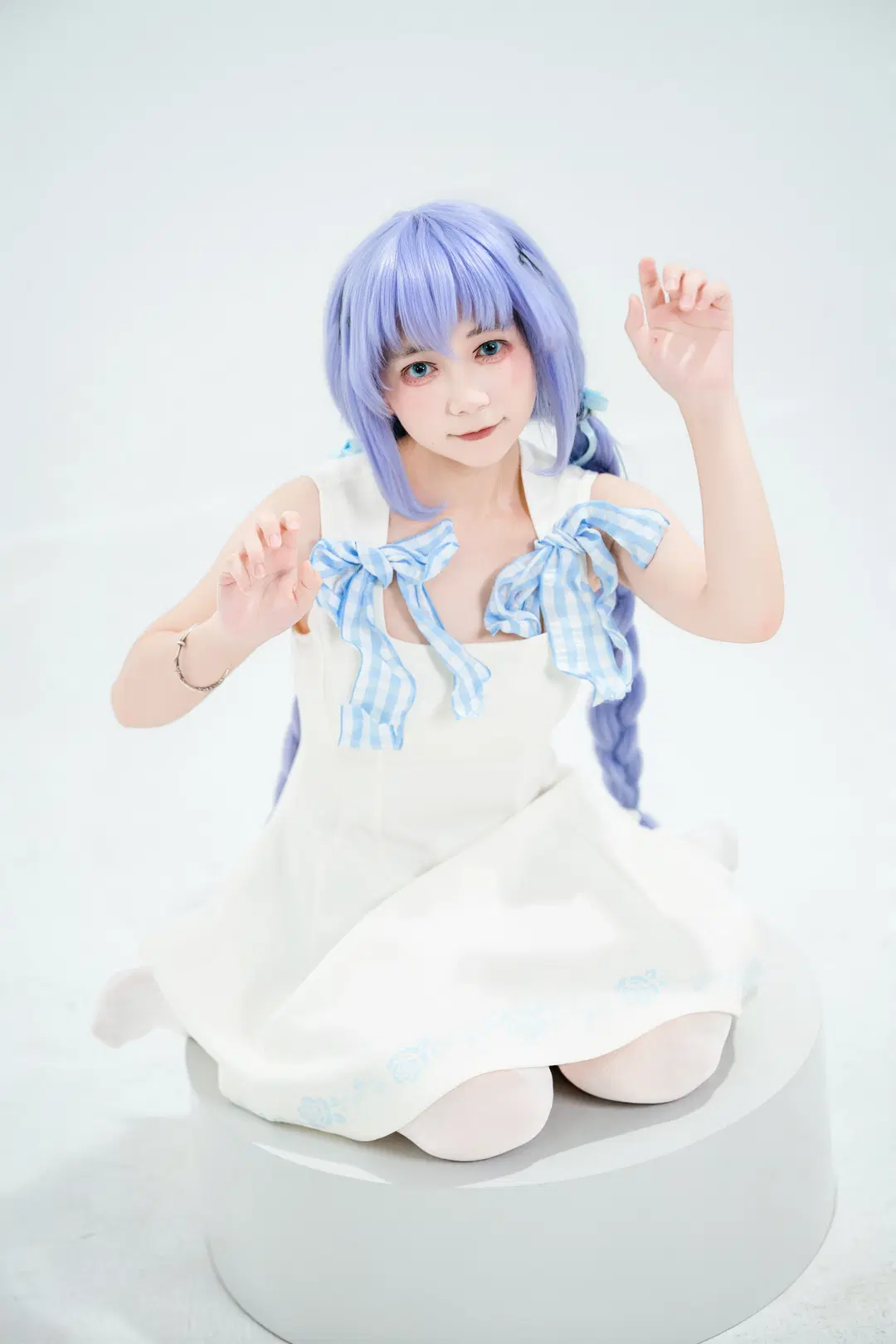 【智乃コスプレ】ご注文はうさぎですか？ 白ワンピース フィギュア風スタジオ撮影記録 - 喵蛋poi - 4枚目
