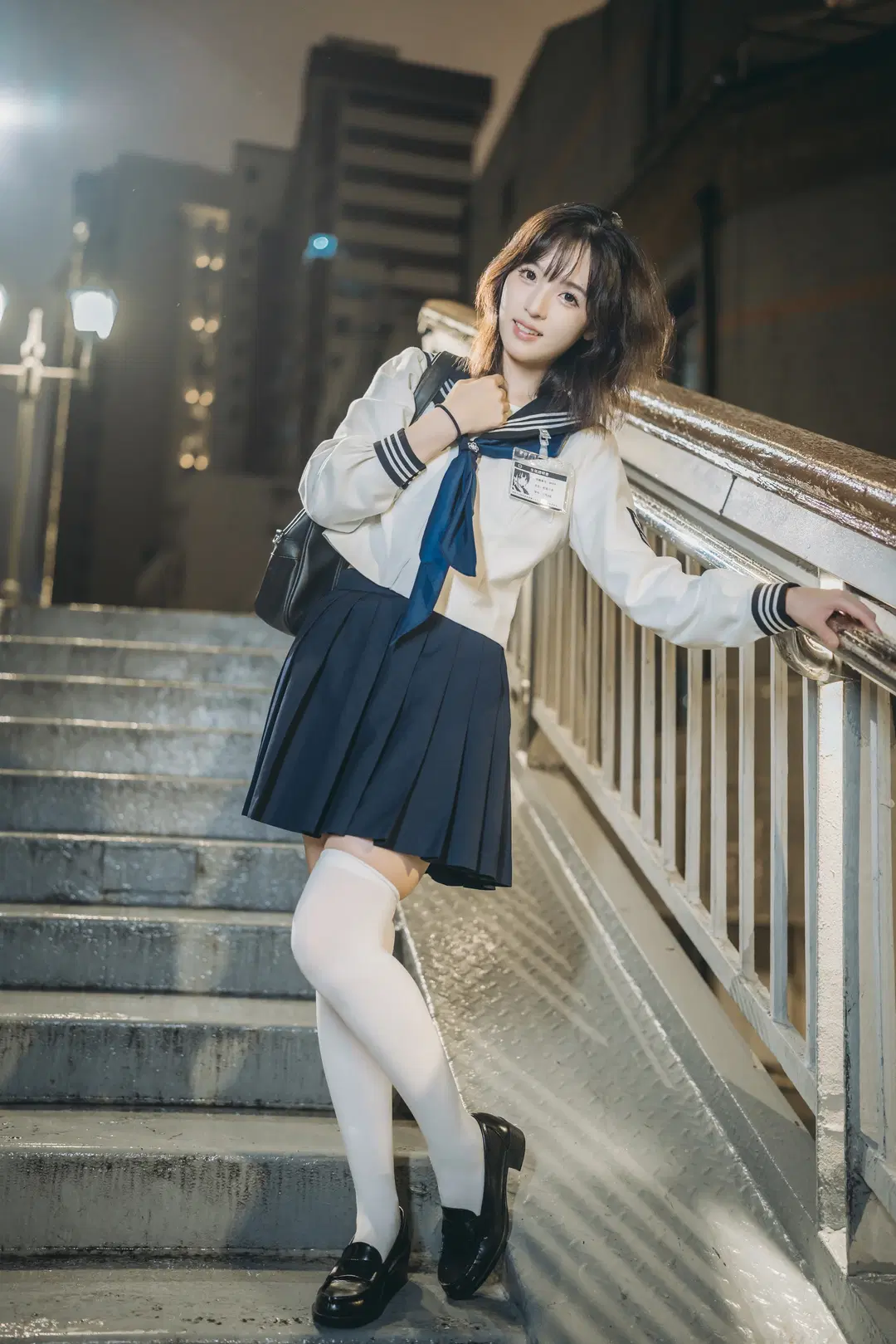 雨夜街頭，這套JK制服與透明傘的夜景記錄 - 吶魄罗 - 第10張