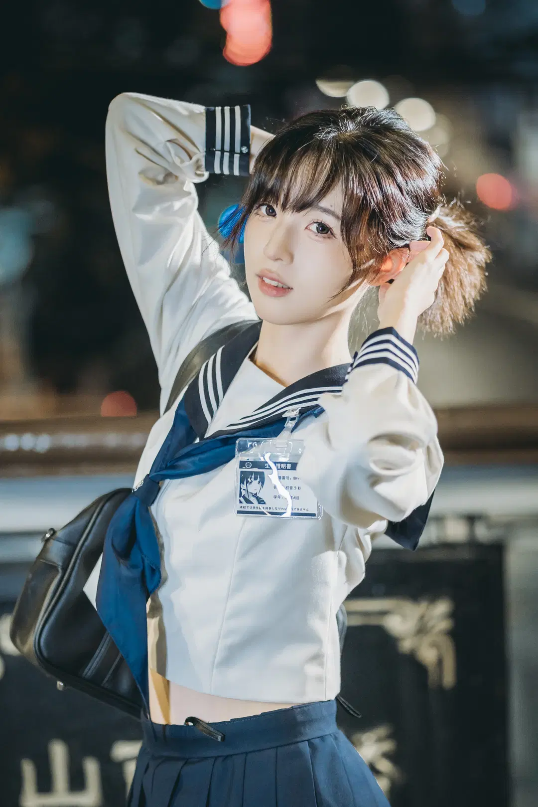 雨夜街頭，這套JK制服與透明傘的夜景記錄 - 吶魄罗 - 第3張