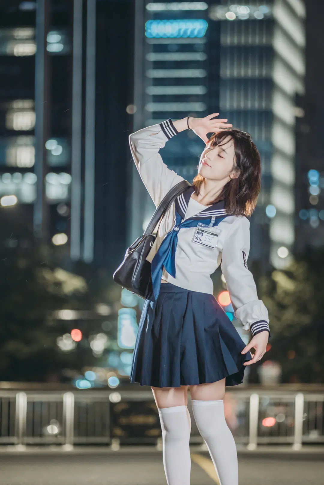雨夜街頭，這套JK制服與透明傘的夜景記錄 - 吶魄罗 - 第4張
