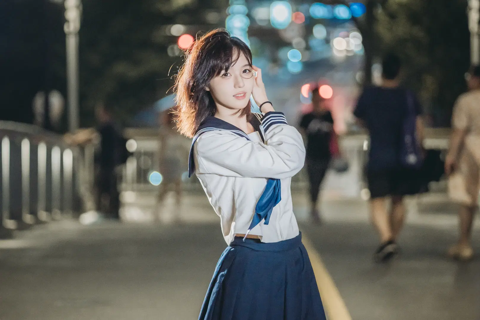 雨夜街頭，這套JK制服與透明傘的夜景記錄 - 吶魄罗 - 第5張