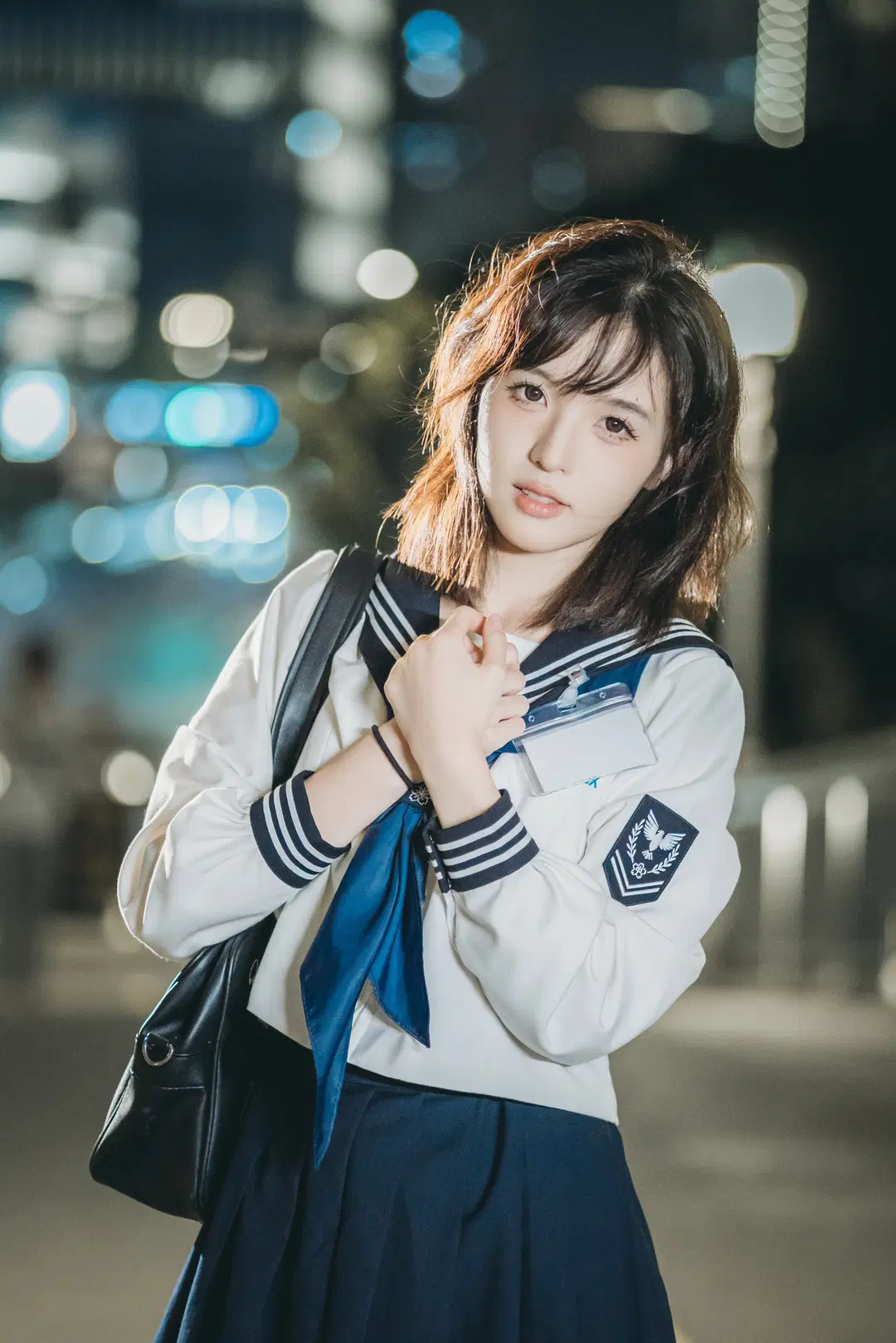雨夜街頭，這套JK制服與透明傘的夜景記錄 - 吶魄罗 - 第6張