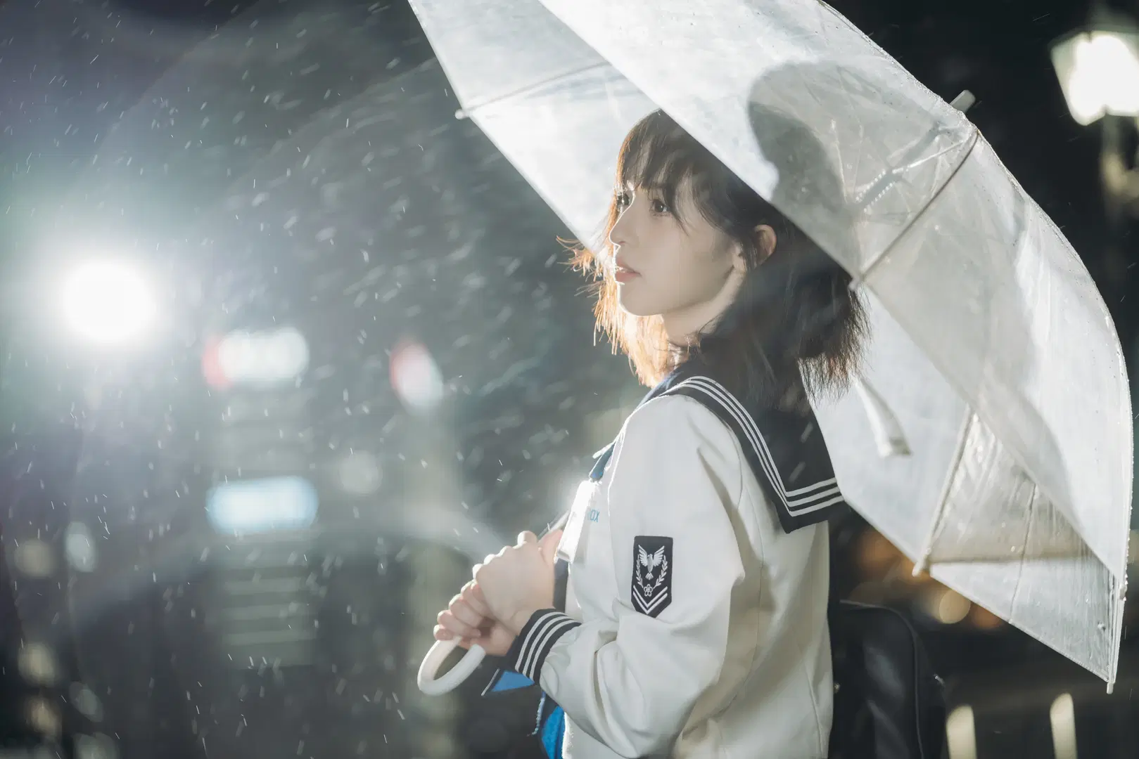 雨夜街頭，這套JK制服與透明傘的夜景記錄 - 吶魄罗 - 第8張