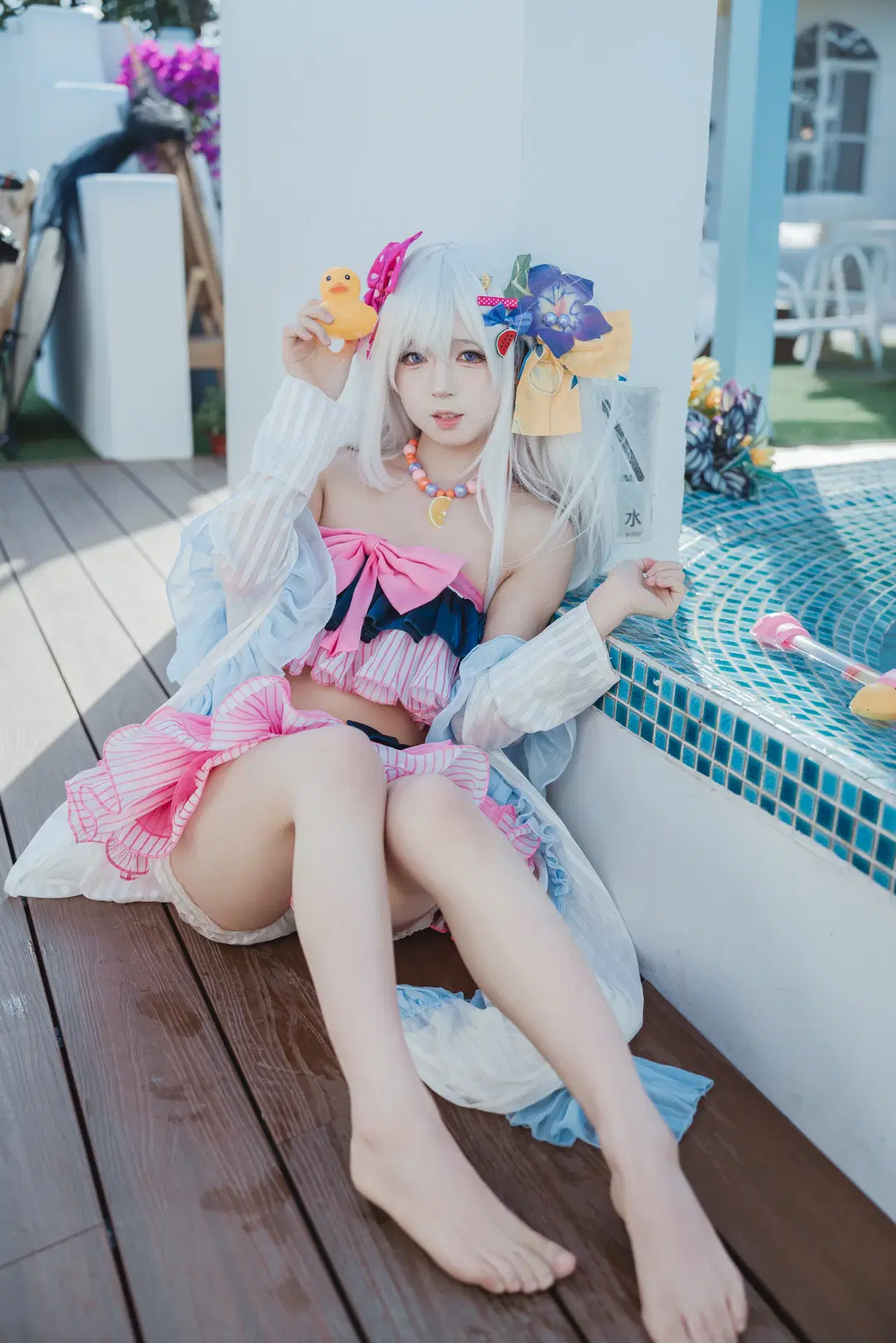 碧蓝档案, 白洲梓cos, 水梓, 夏日泳池写真, 白洲梓水着