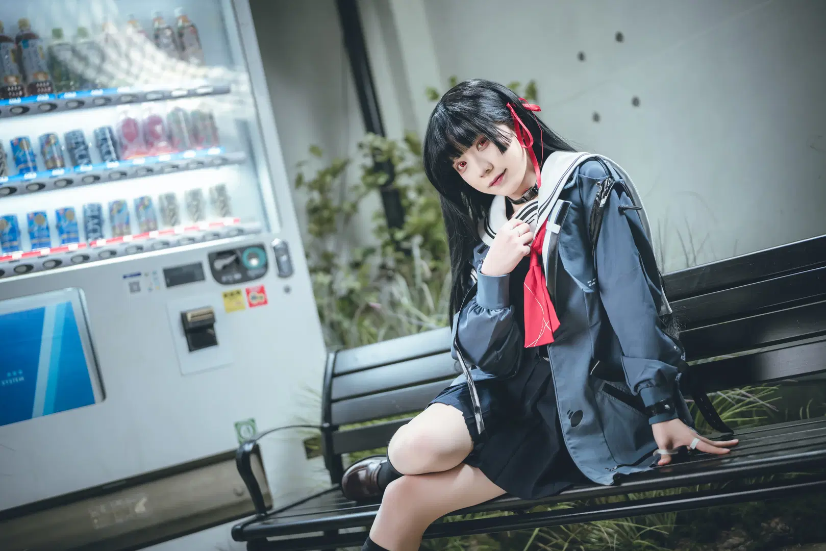鸣潮, JK制服, 千咲cos, 黑长直, 丝袜