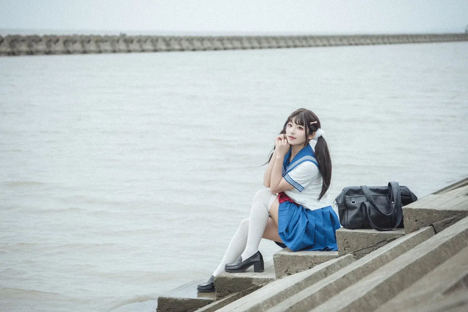 コスプレ, JK制服, 白ストッキング, ツインテール, ご注文はうさぎですか？