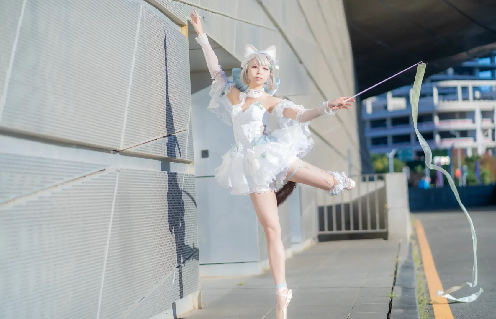 【リネット コスプレ】アニメイベント会場外の強風の中で舞う天使の庭園バレエスタイル - 挽穗 - 2枚目