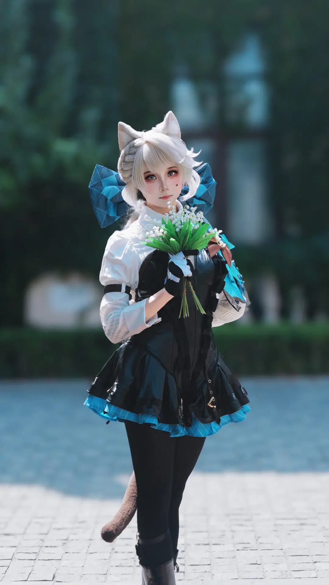 原神, 琳妮特cos, 猫耳少女, 二次元cosplay, 黑丝袜