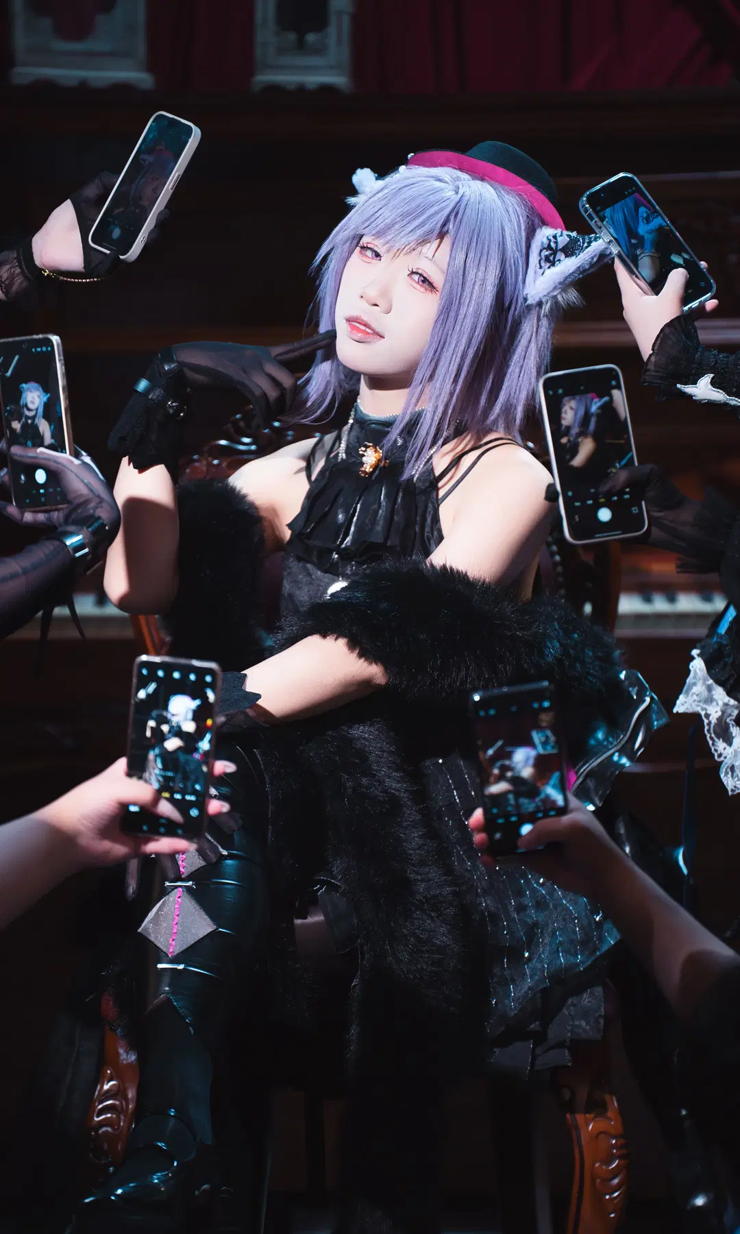 明日方舟, 哥特风cos, mujica, 丝袜, 喵梦cos
