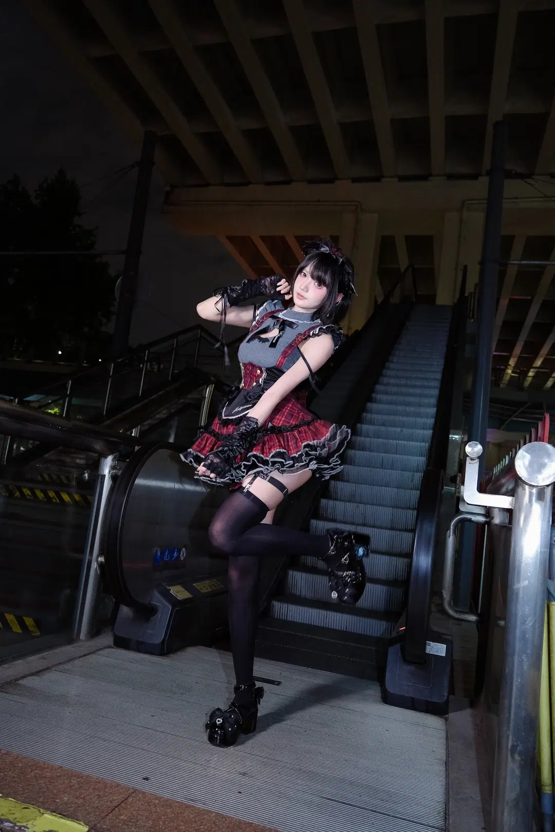 Red-Black Plaid and Post-Rain Neon: Nighttime Dark Style Atmosphere Outfit by 独角兽 - Image 11