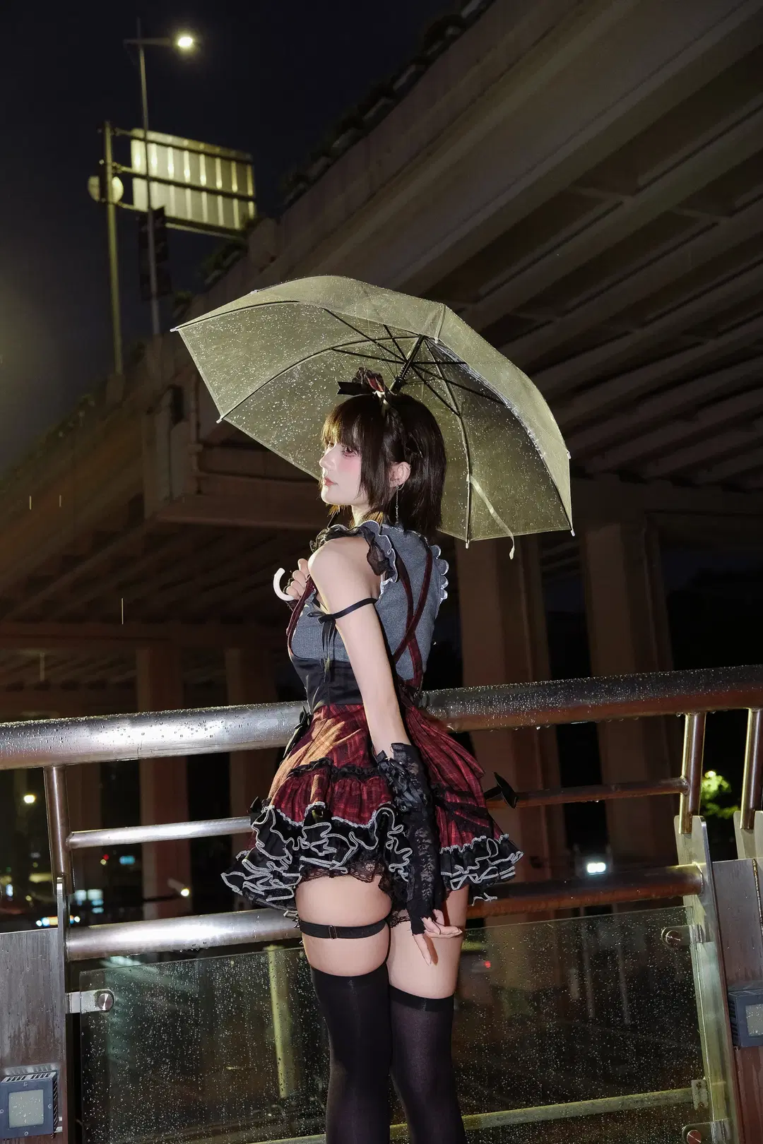 Red-Black Plaid and Post-Rain Neon: Nighttime Dark Style Atmosphere Outfit by 独角兽 - Image 4