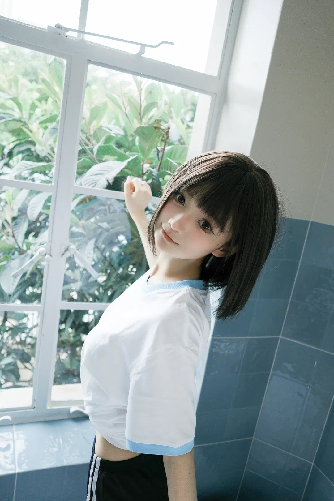 Summer Gymnastics Uniform and White Stockings Photoshoot on a Bathroom Windowsill by 独角兽 - Image 12