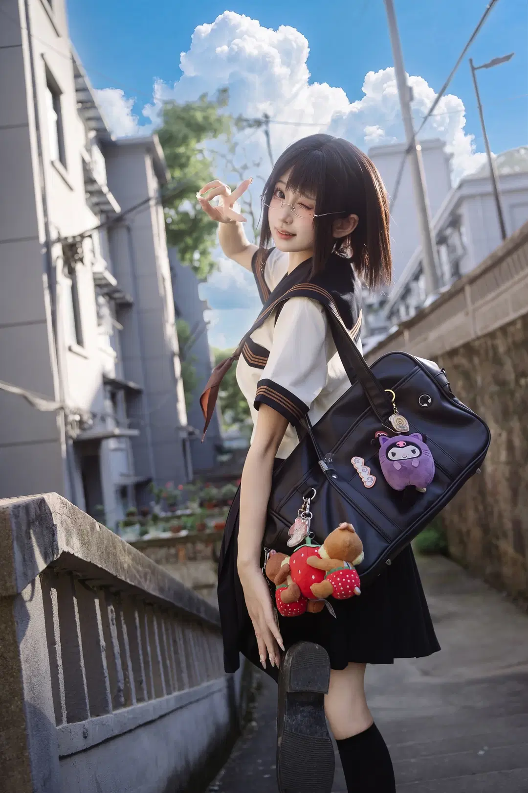jk制服, 日系拍照, 絲襪, 二次元走進現實, 杭州老房子