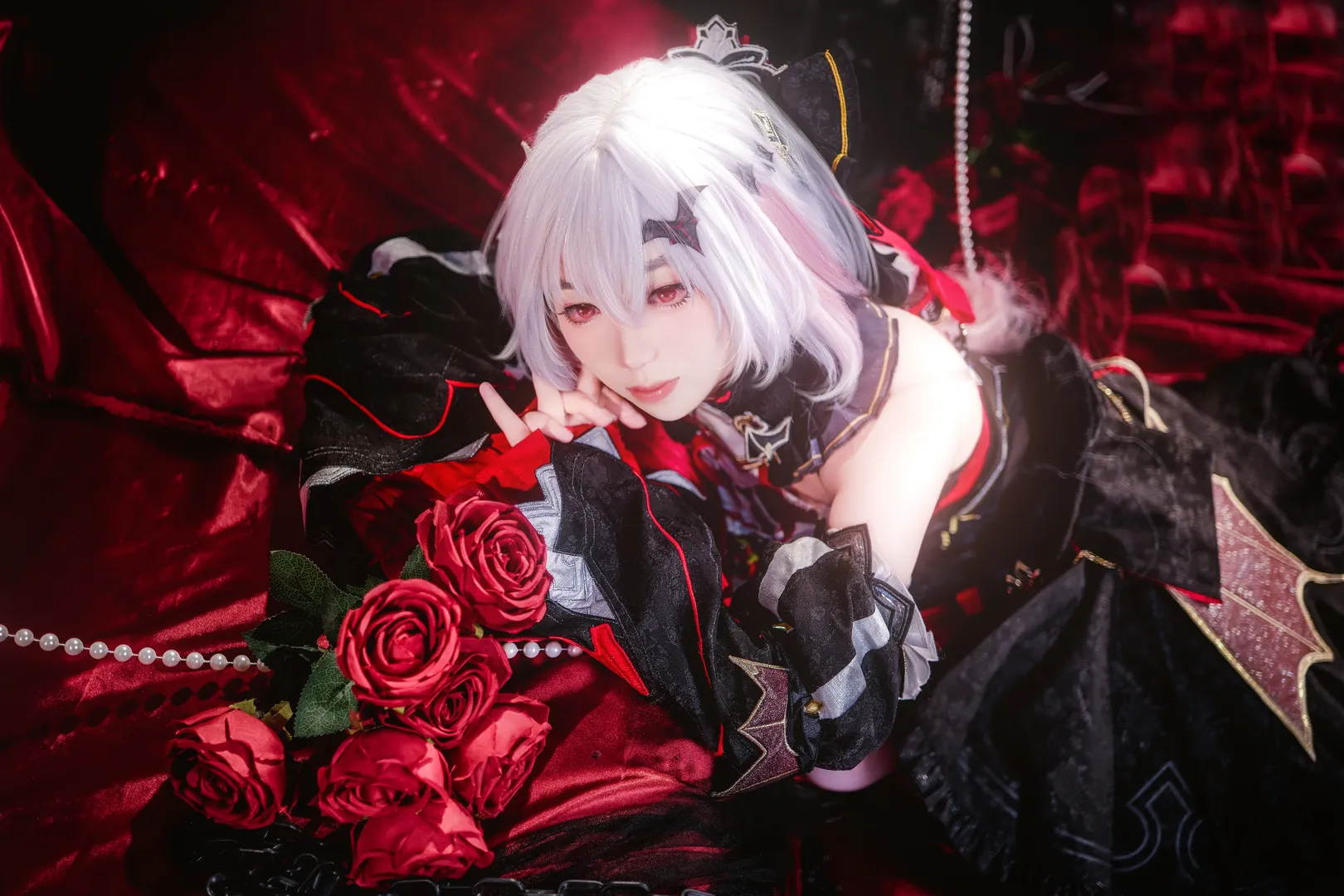 崩坏3, 哥特风, 黑丝, 德丽莎cos, 红玫瑰 - 第2张