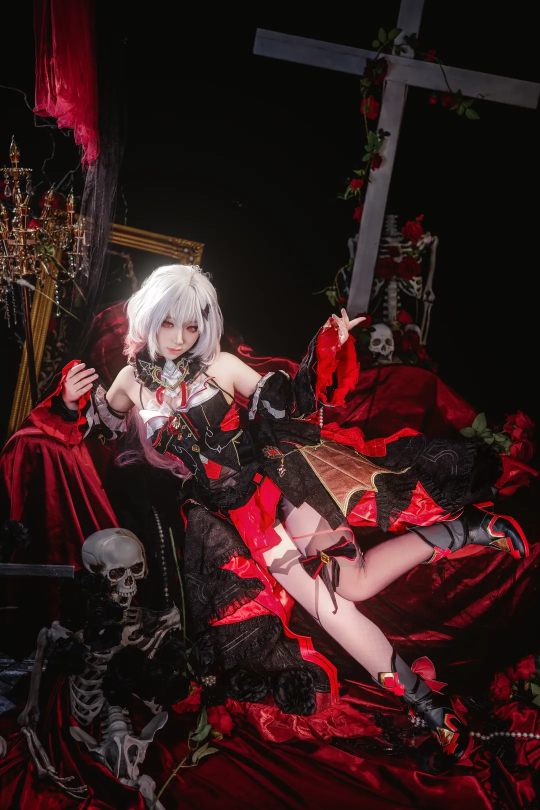 崩坏3, 哥特风, 黑丝, 德丽莎cos, 红玫瑰