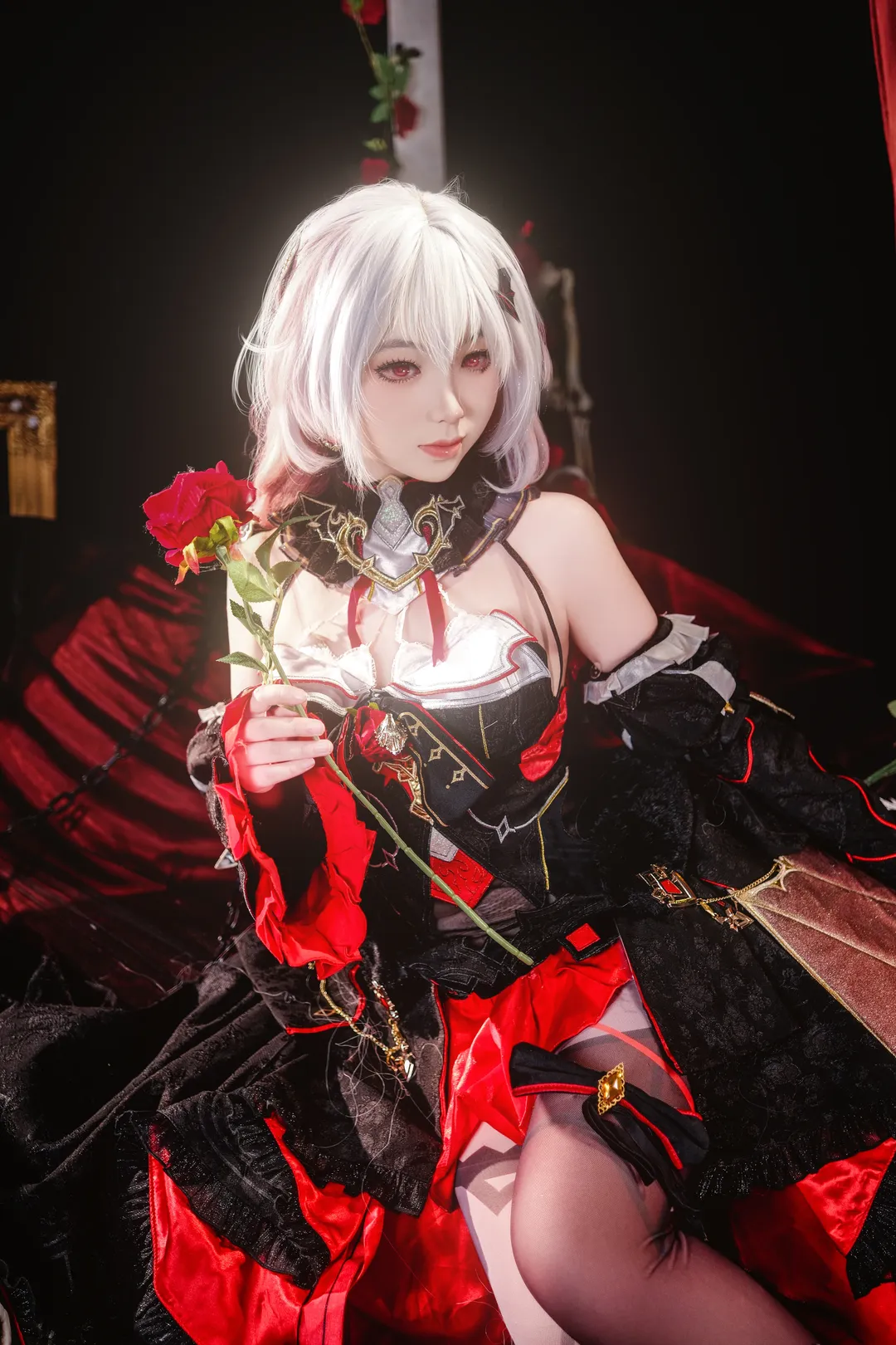崩坏3, 哥特风, 黑丝, 德丽莎cos, 红玫瑰 - 第5张