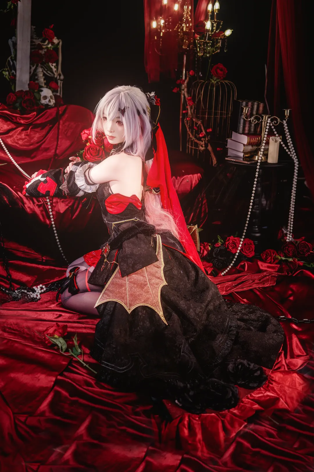 崩坏3, 哥特风, 黑丝, 德丽莎cos, 红玫瑰 - 第6张