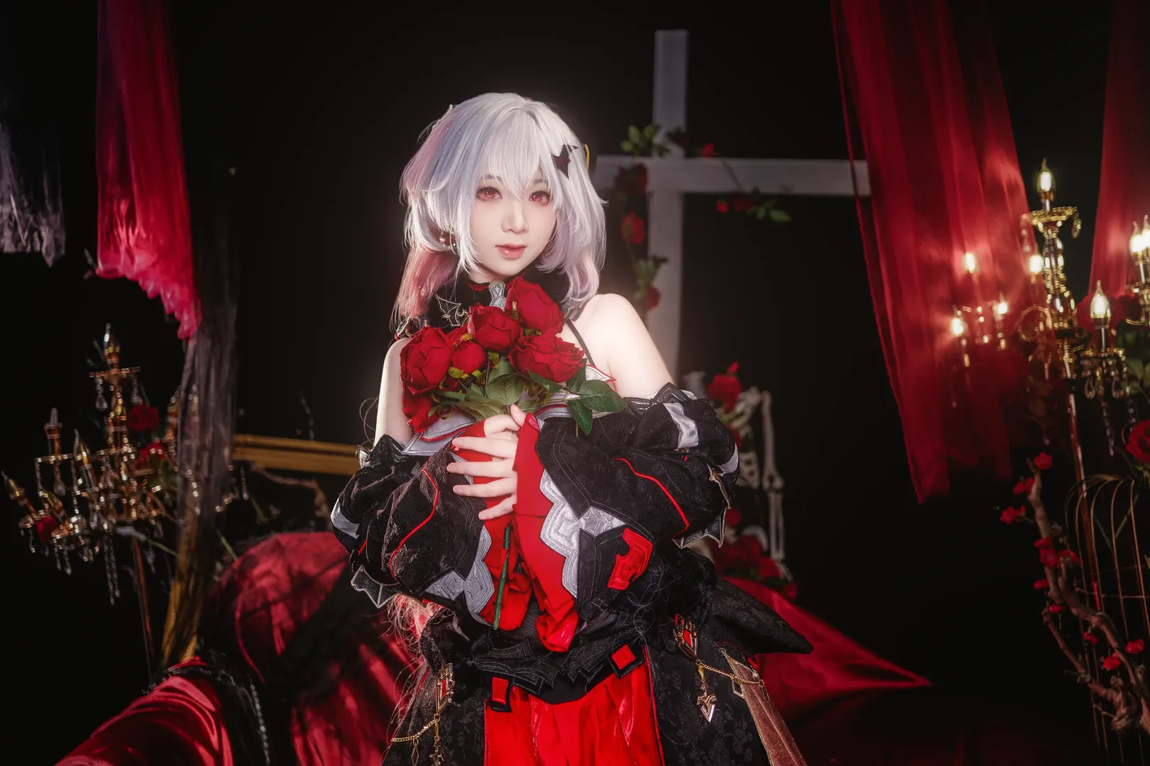 崩坏3, 哥特风, 黑丝, 德丽莎cos, 红玫瑰 - 第8张