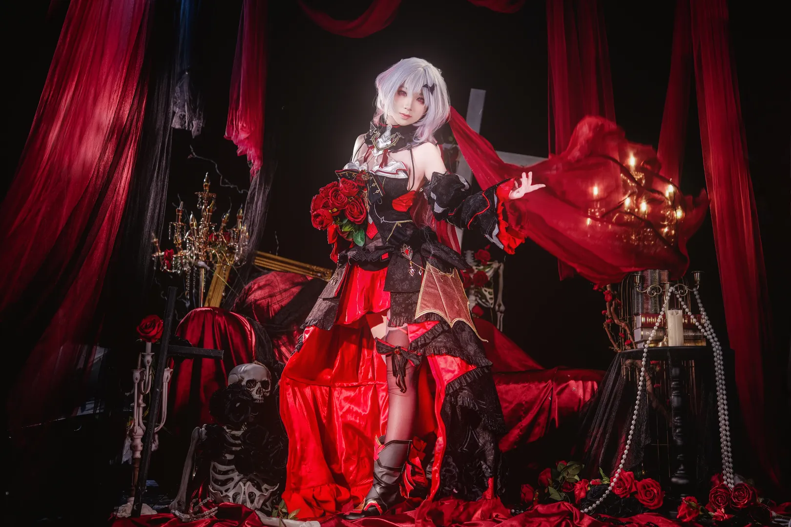 崩坏3, 哥特风, 黑丝, 德丽莎cos, 红玫瑰 - 第9张