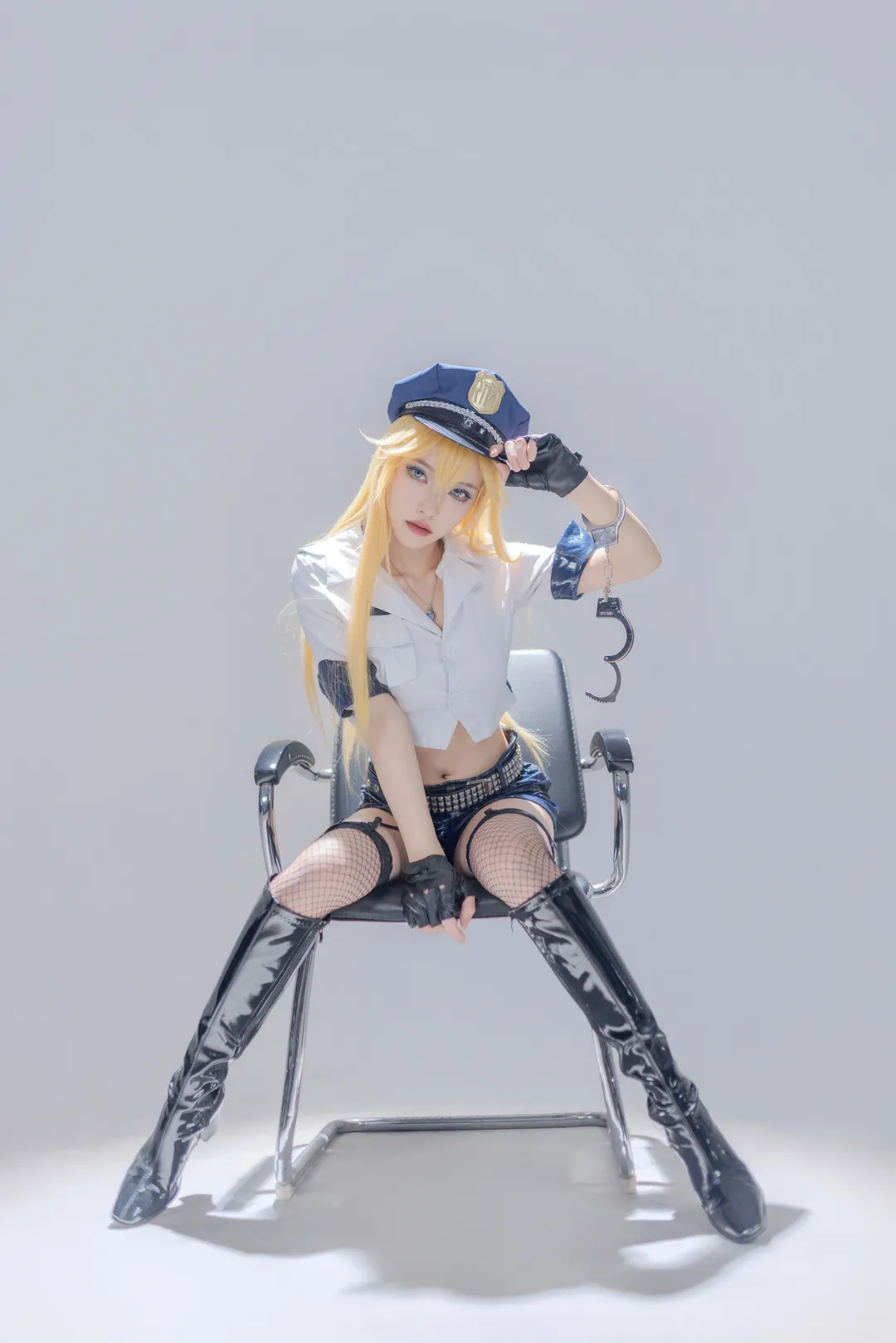 吊带袜天使, 双人摄影, 条纹长袜, s妹cos, 警服 - 第2张