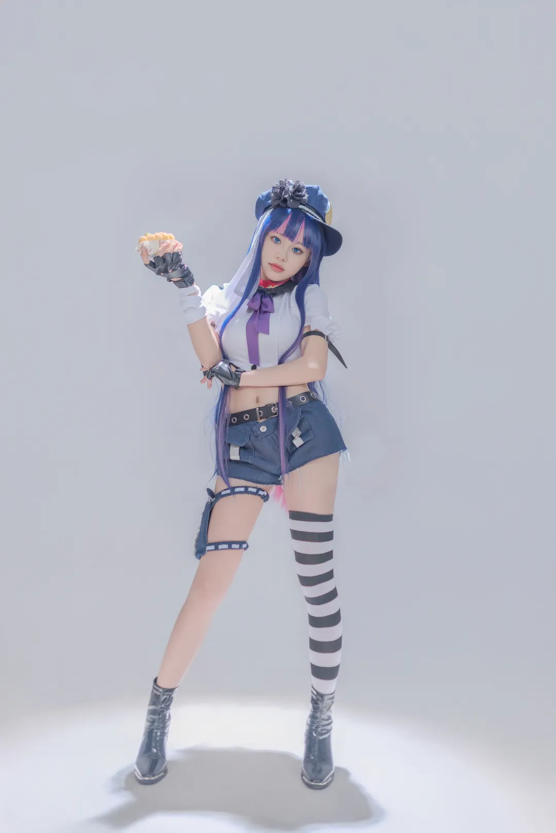 吊带袜天使, 双人摄影, 条纹长袜, s妹cos, 警服 - 第5张
