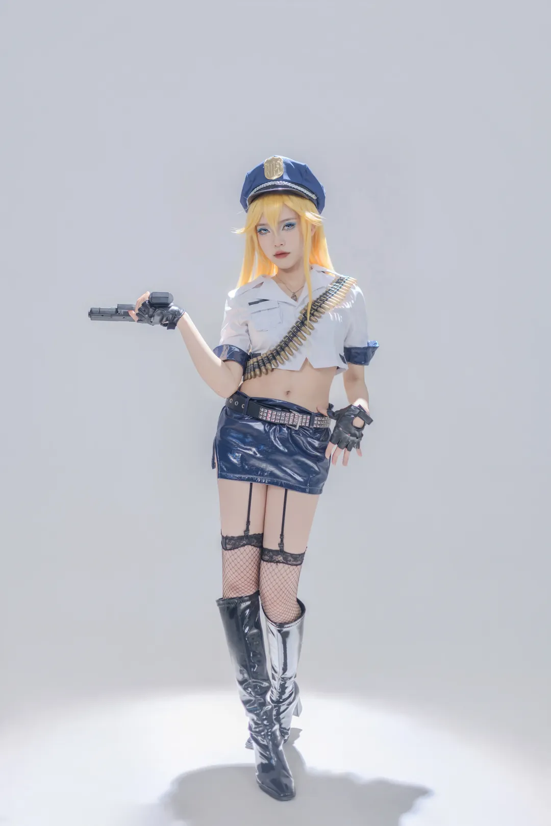 吊带袜天使, 双人摄影, 条纹长袜, s妹cos, 警服 - 第6张
