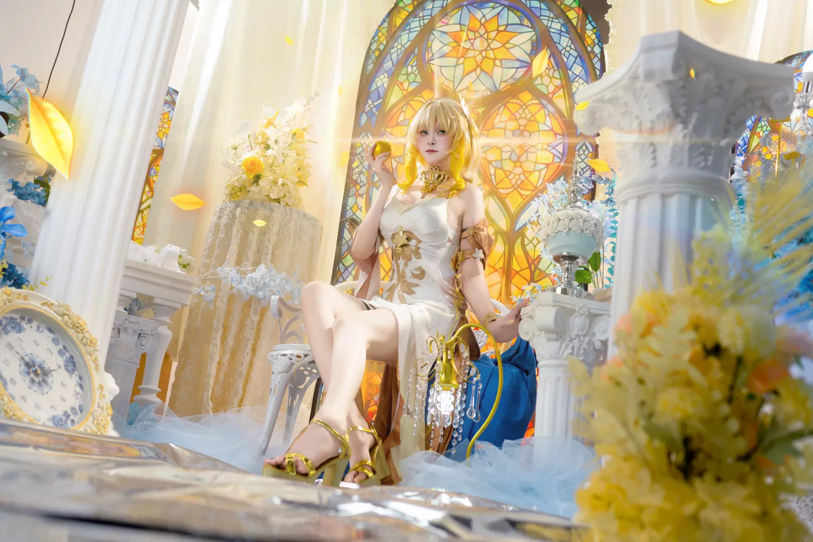 阿格莱雅cos, 崩坏星穹铁道, 二次元cosplay, 高跟美腿, 华丽宫廷风