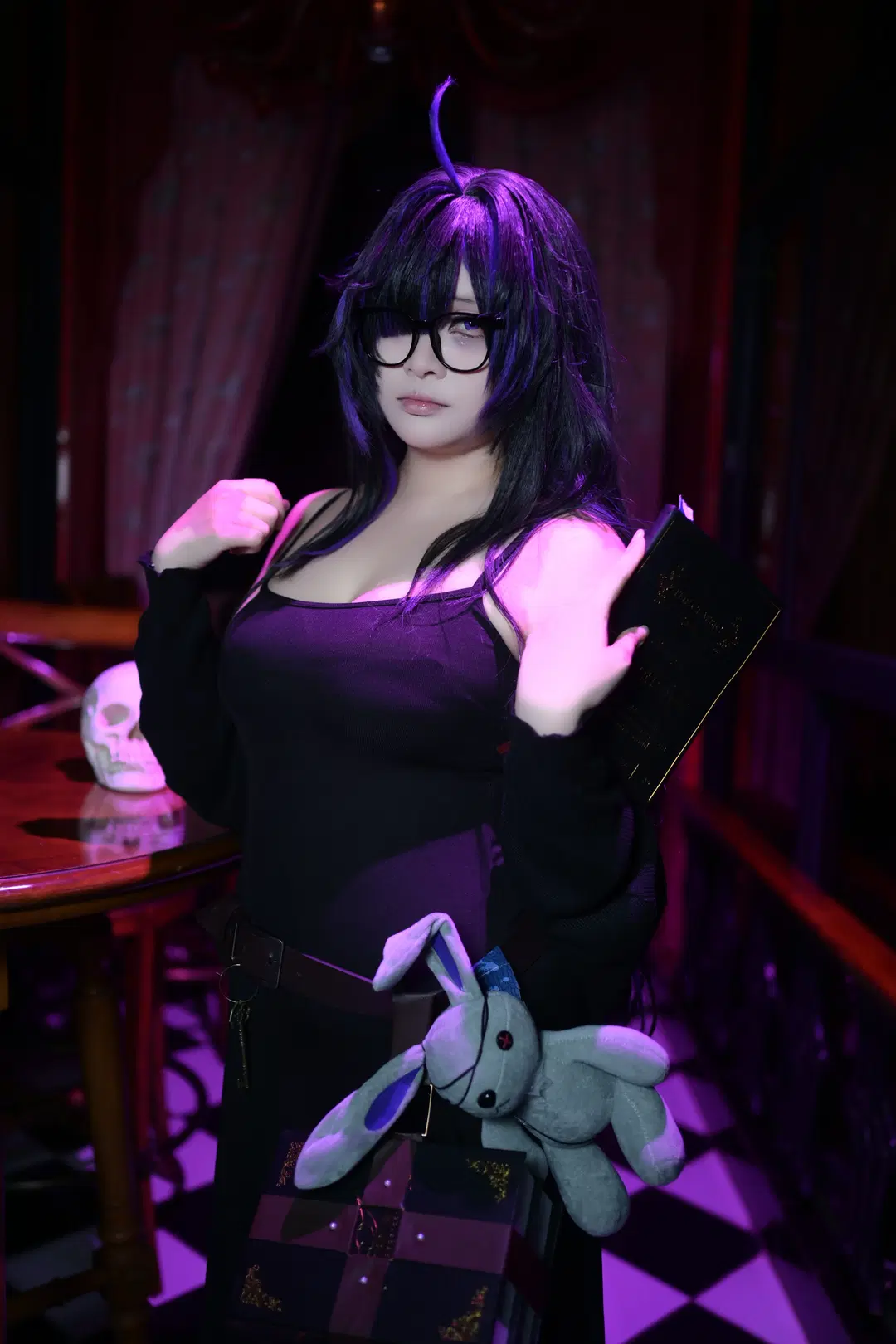 [レーベルコスプレ] 勝利の女神：NIKKE ダーク系大作、紫光チェッカーボードの下での没契的撮影 - 阿零 - 3枚目