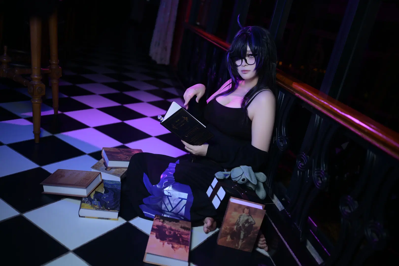 [レーベルコスプレ] 勝利の女神：NIKKE ダーク系大作、紫光チェッカーボードの下での没契的撮影 - 阿零 - 9枚目