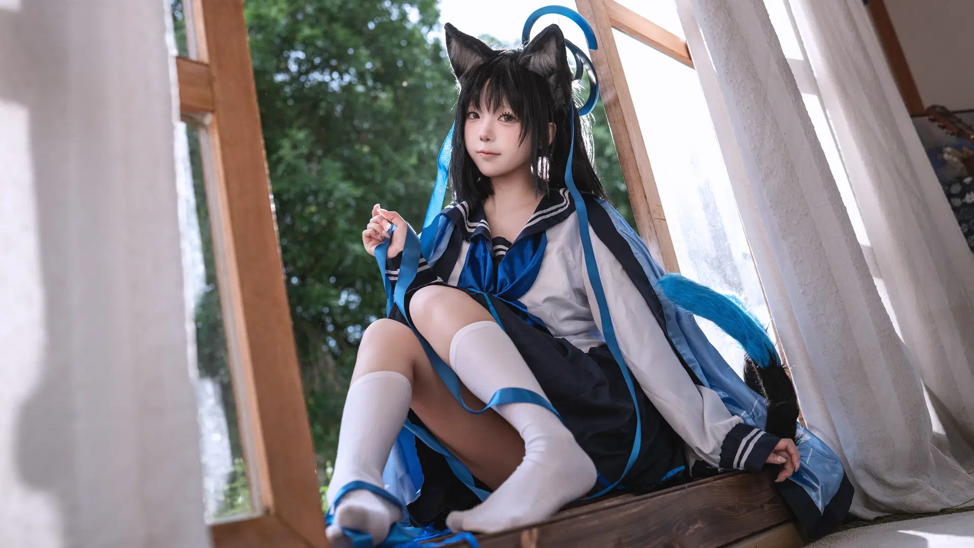 【桐生桔梗cos】蔚蓝档案，老师过来坐这边 - 倾朮HOSTTEnd - 第2张